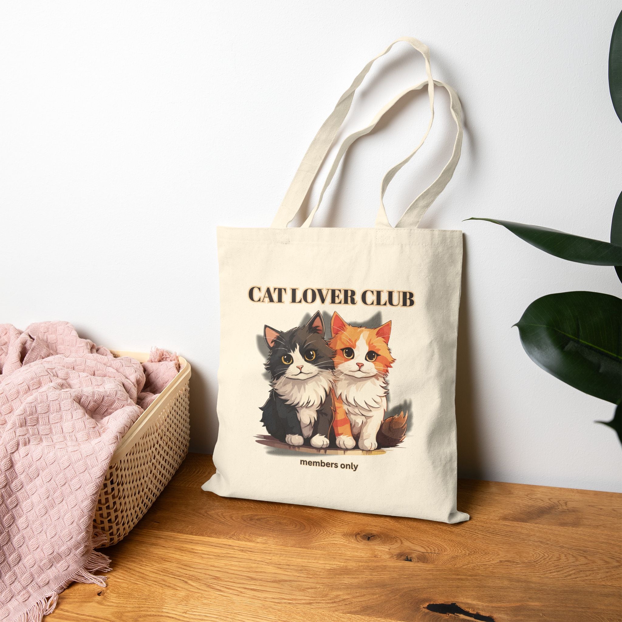 Cat Lover Club Canvas Tote Bag – Cute Kittens 'Members Only' Eco Shopper