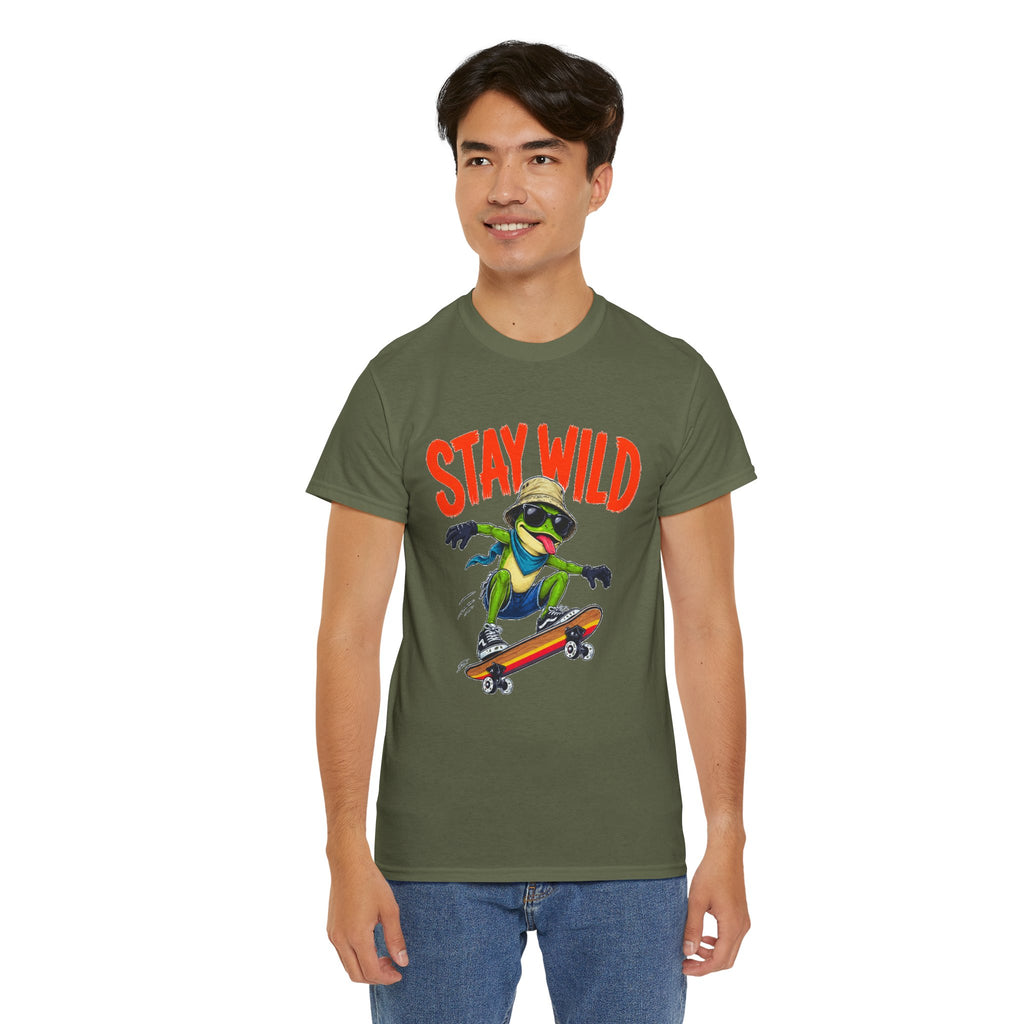 Stay Wild Frog Skateboard Shirt, Funny Frog T-Shirt, Skater Graphic Tee, Retro Frog Shirt, Cool Unisex Streetwear Tee