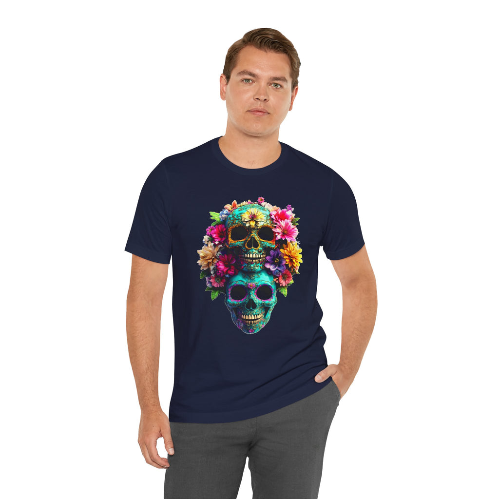 Floral Skull T-Shirt, Day of the Dead Shirt, Sugar Skull Graphic Tee, Colorful Skull Tee, Gothic Floral Shirt
