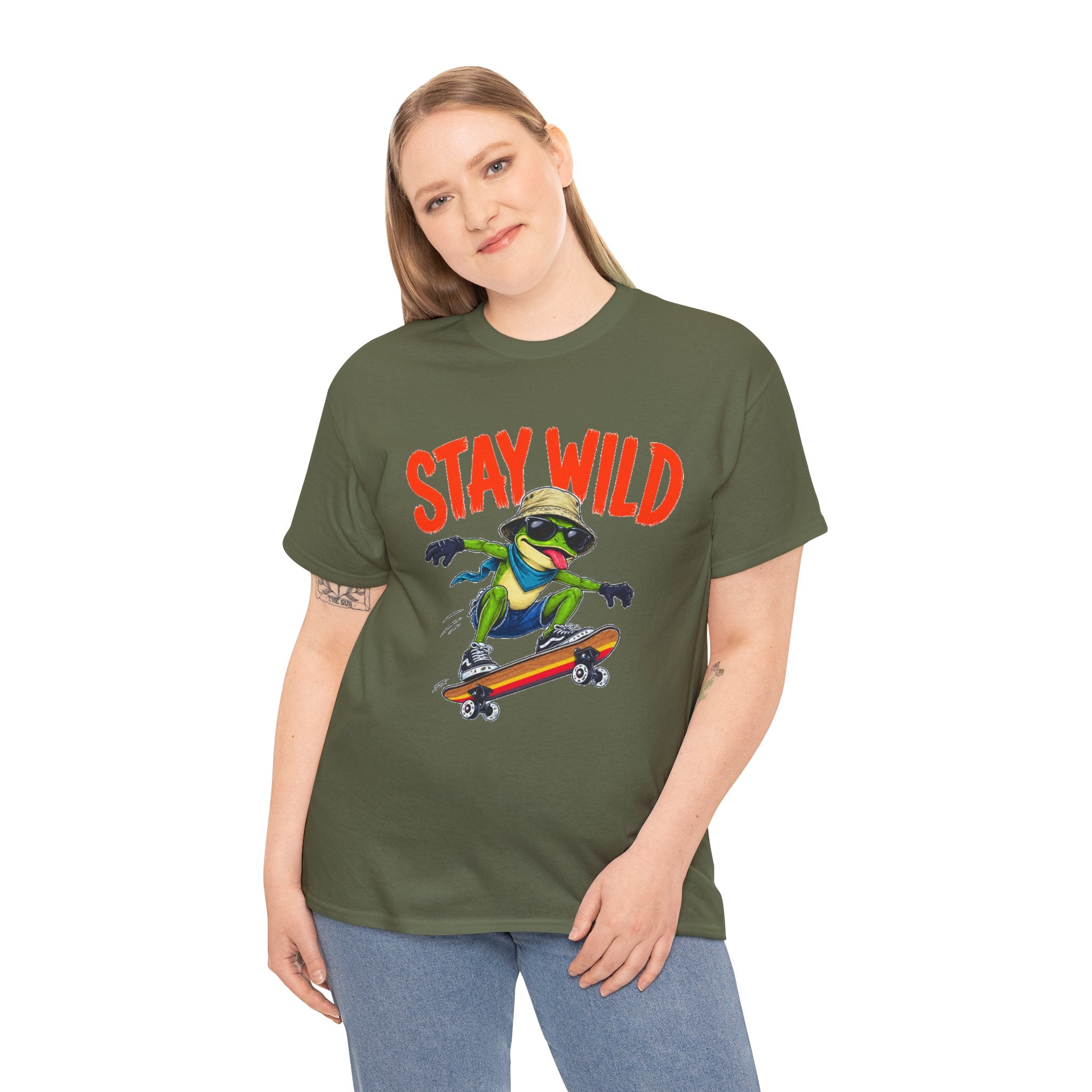 Stay Wild Frog Skateboard Shirt, Funny Frog T-Shirt, Skater Graphic Tee, Retro Frog Shirt, Cool Unisex Streetwear Tee