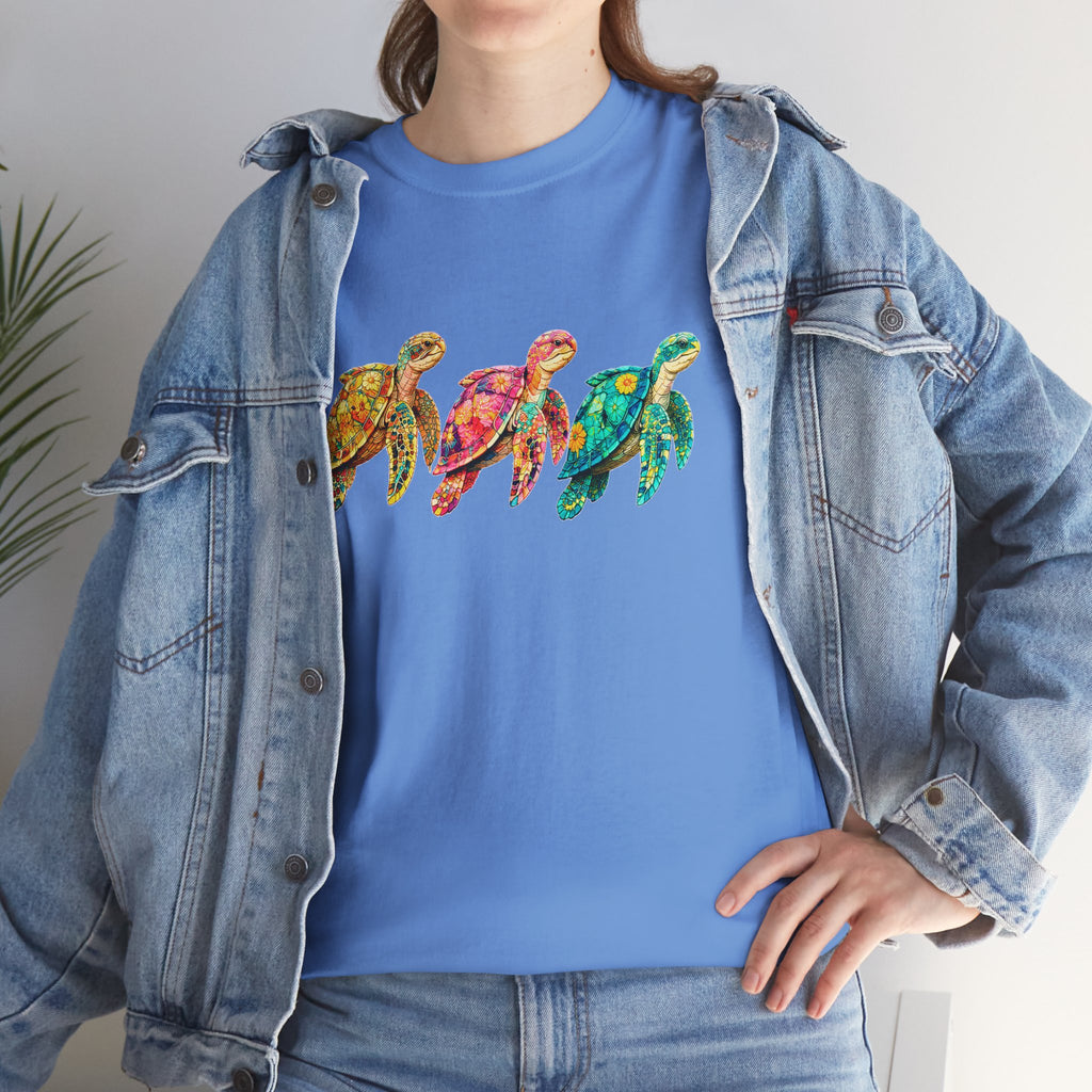 Sea Turtle T-Shirt, Colorful Sea Turtle Tee, Beach Lover Shirt, Ocean Lover Gift, Coastal Graphic Tee, Marine Life Shirt, Summer Vacation Tee