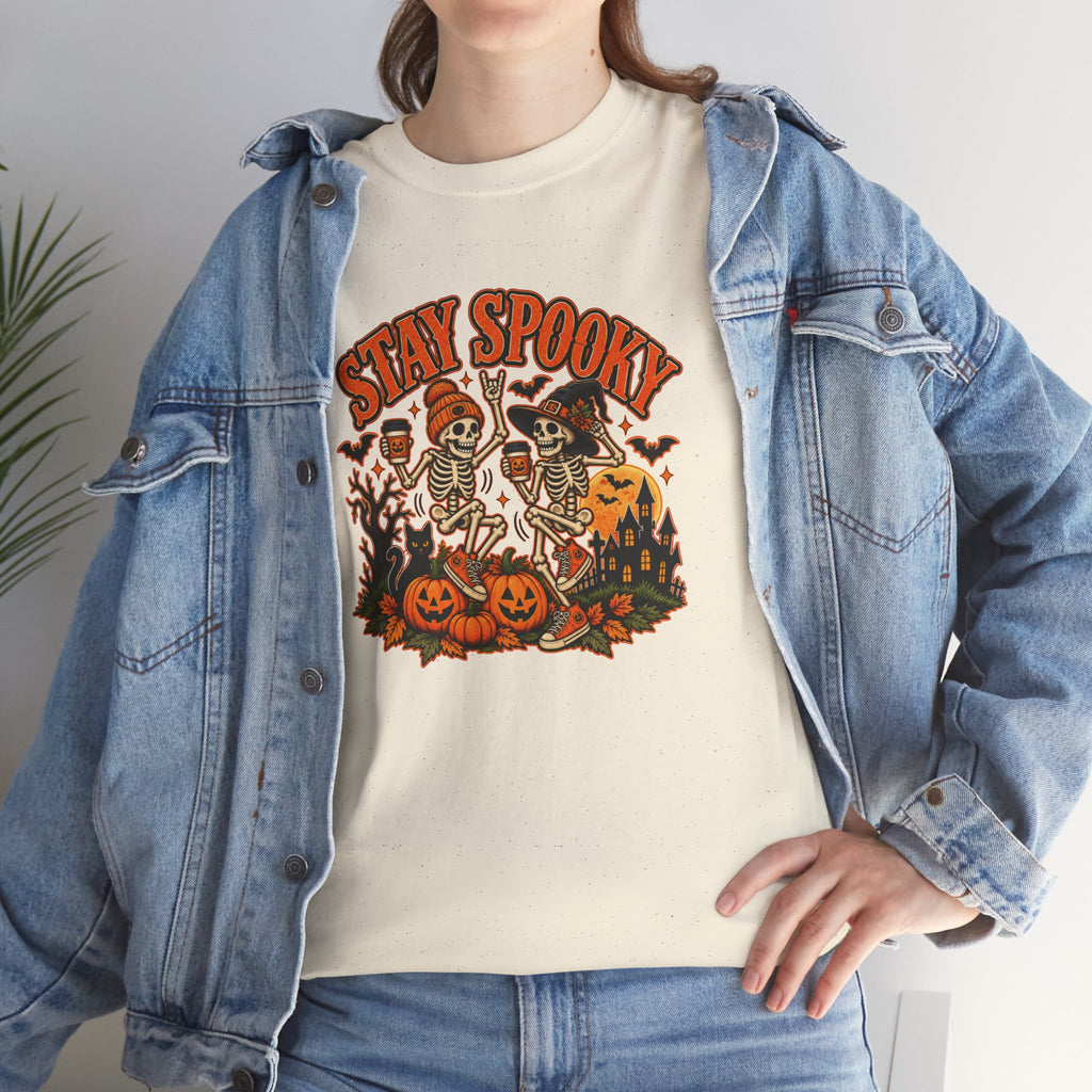 Stay Spooky Halloween Shirt | Dancing Skeleton Pumpkin Graphic Tee
