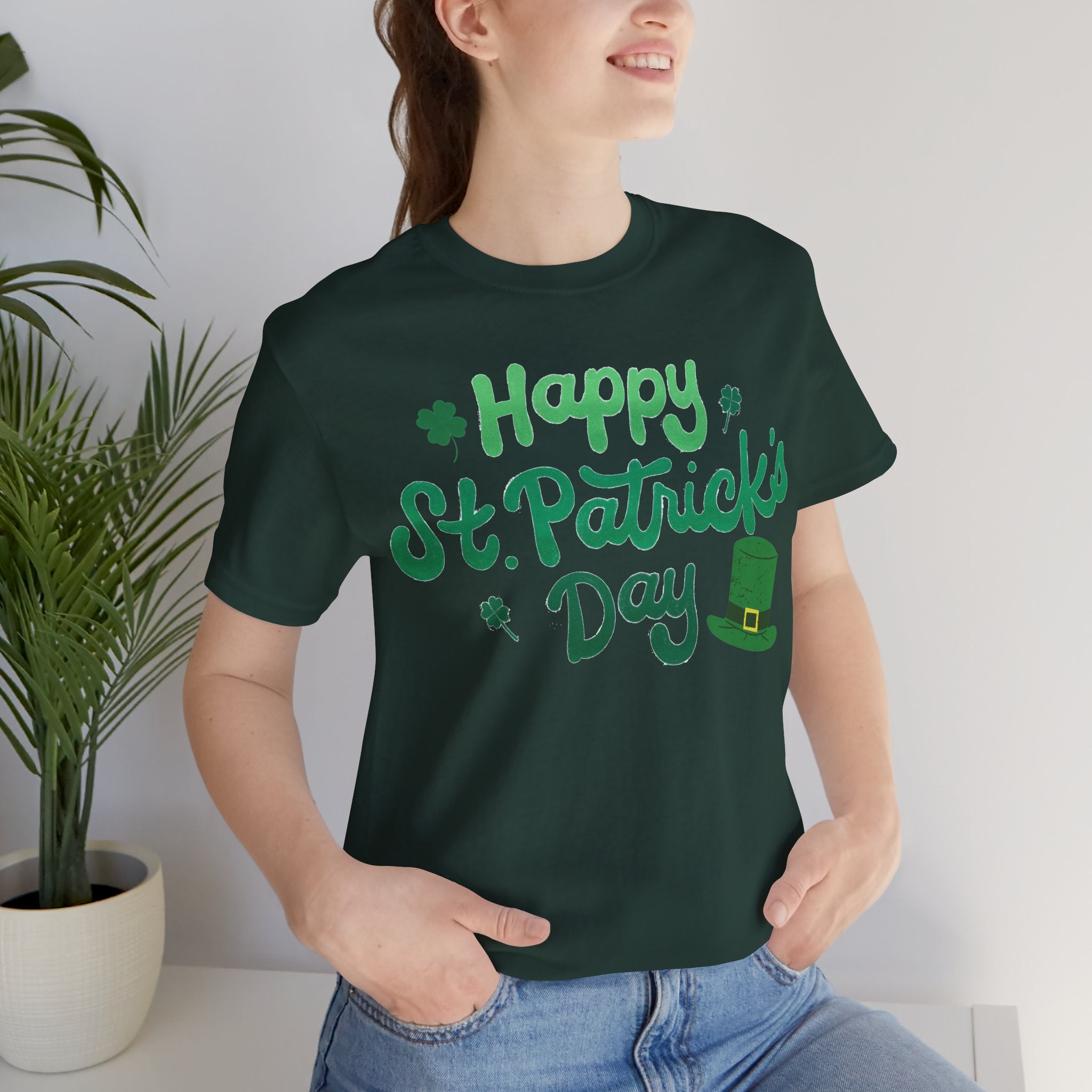 Happy St. Patrick's Day T-Shirt – Green Shamrock & Leprechaun Hat Tee