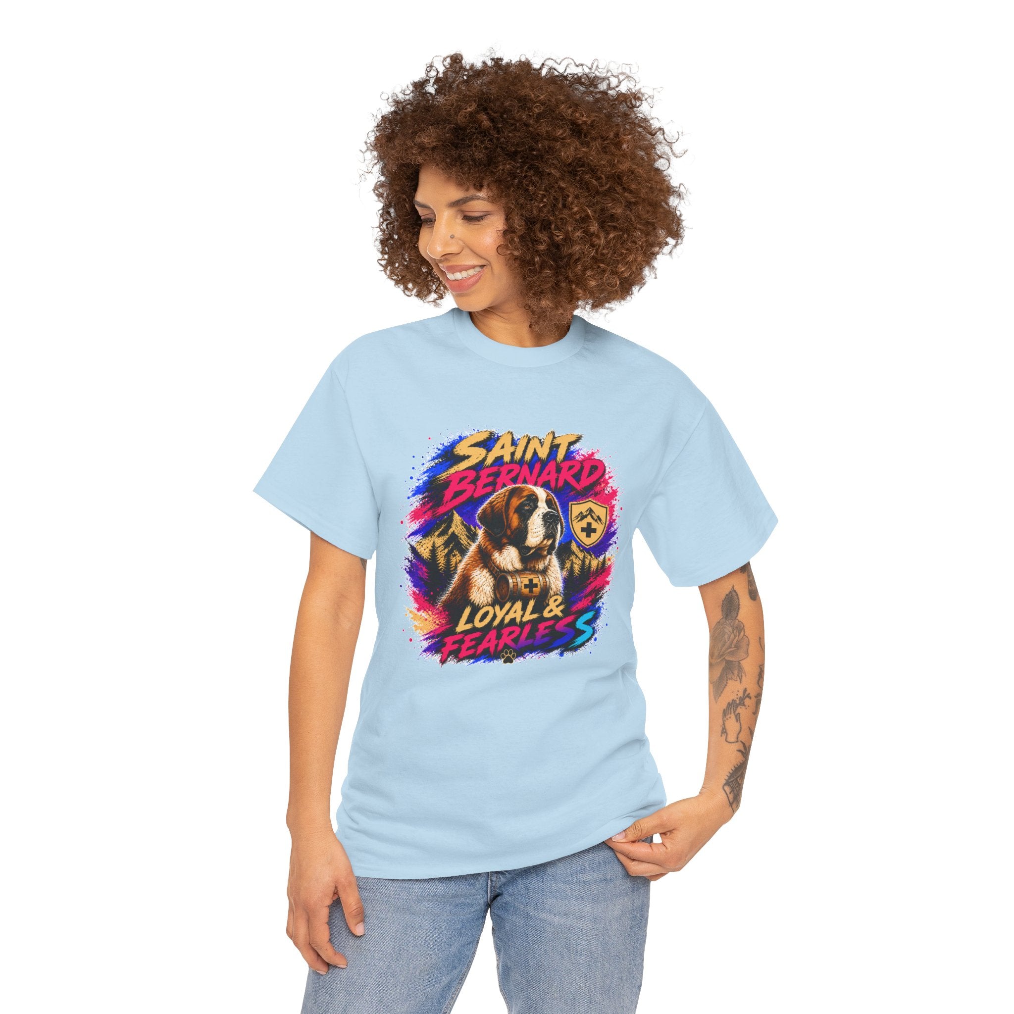 Saint Bernard Dog Shirt, Loyal & Fearless T-Shirt, Colorful Saint Bernard Tee, Dog Lover Gift, Unisex Graphic Tee