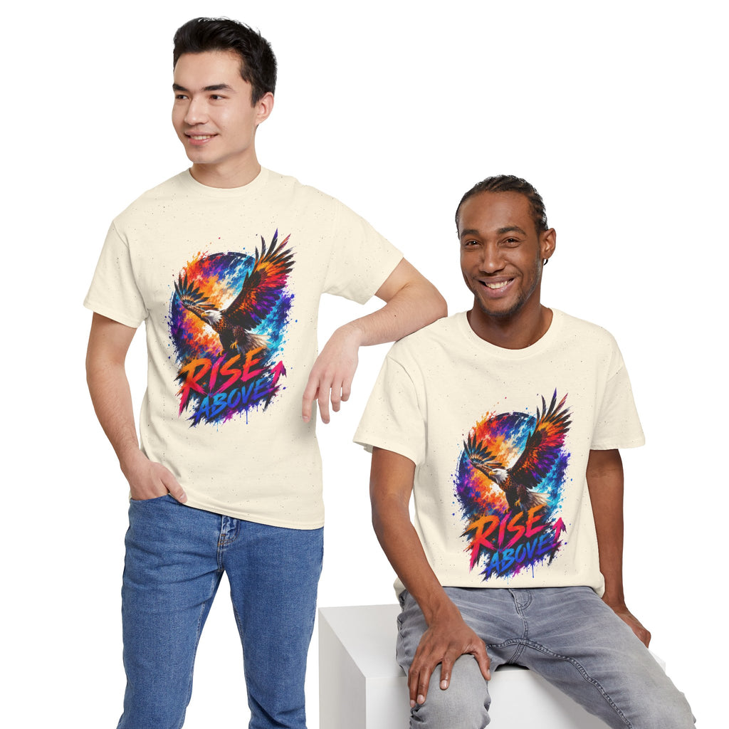Rise Above Eagle Graphic T-Shirt | Motivational Unisex Tee | Colorful Freedom Bird Shirt