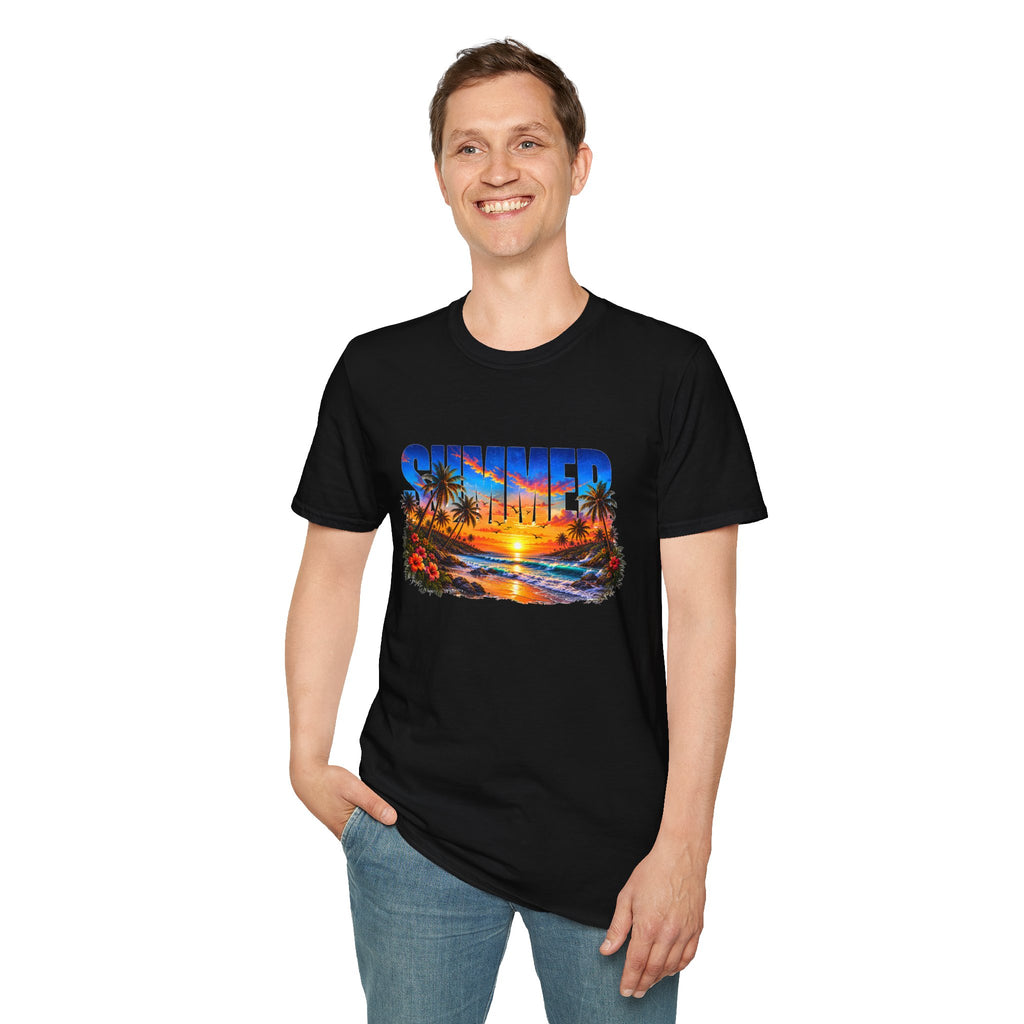 Summer Beach T Shirt Sunset Palm Graphic Tee