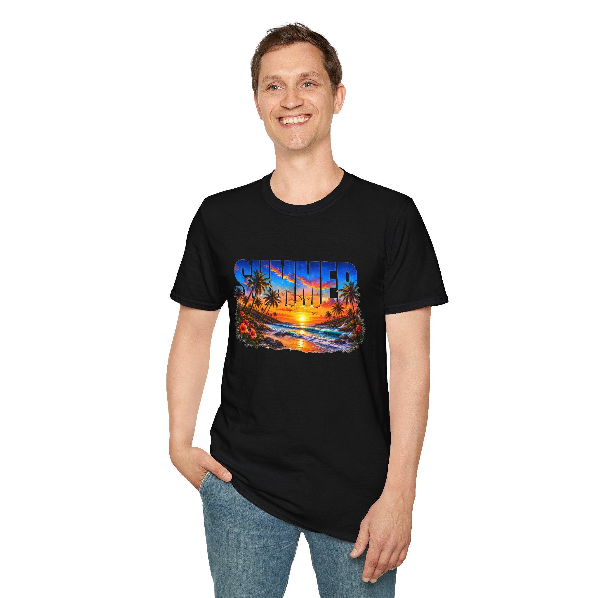 Summer Beach T Shirt Sunset Palm Graphic Tee