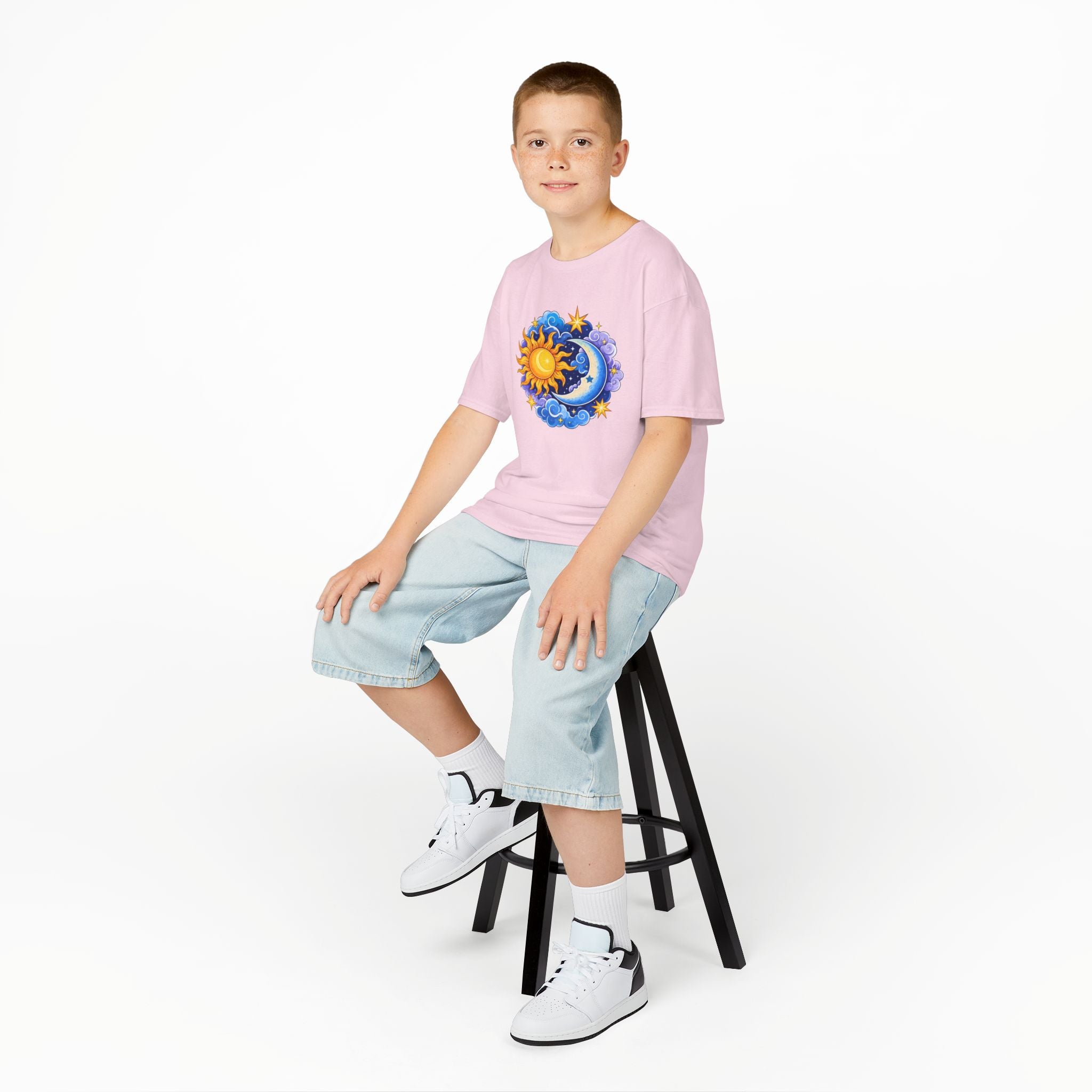 Kids Sun & Moon Graphic Tee — Colorful Celestial Design