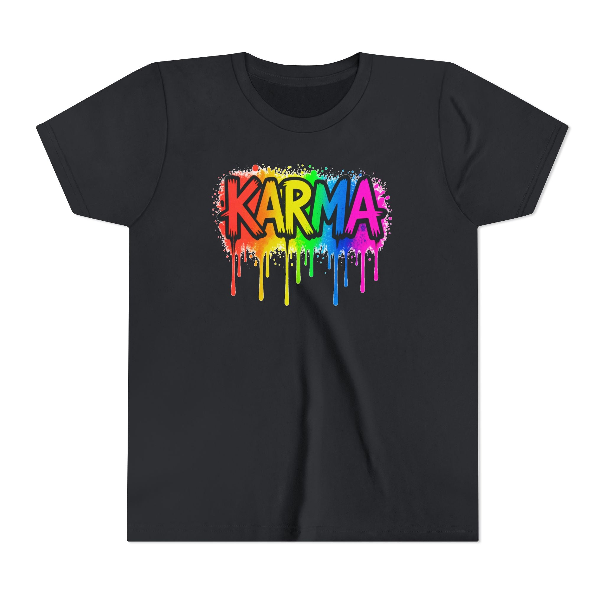 KARMA Rainbow Drip Youth Tee – Colorful Graffiti Kids T-Shirt