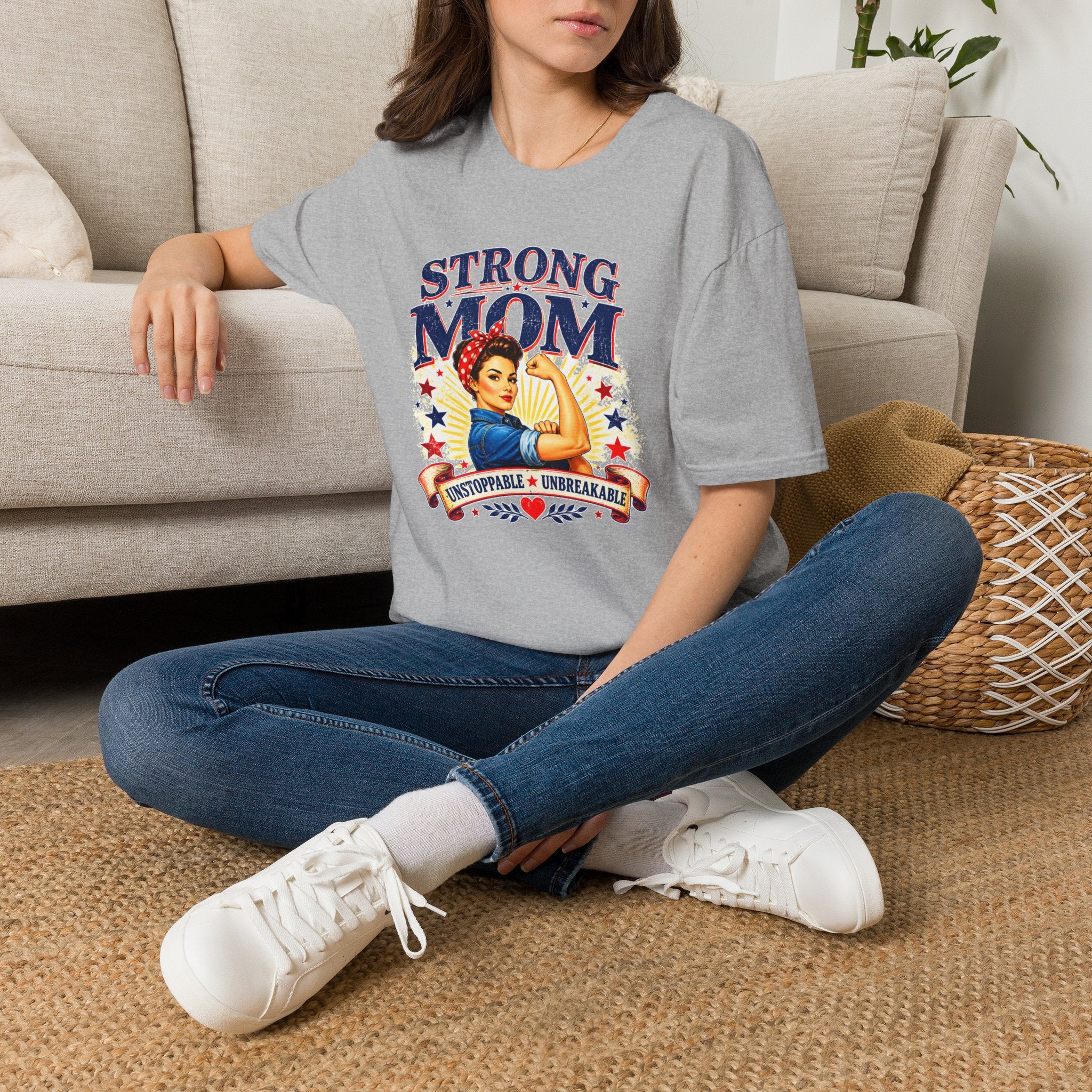 Strong Mom T-Shirt | Retro Vintage Mom Shirt | Empowered Mother Graphic Tee | Gift for Mom | Inspirational Women's T-Shirt