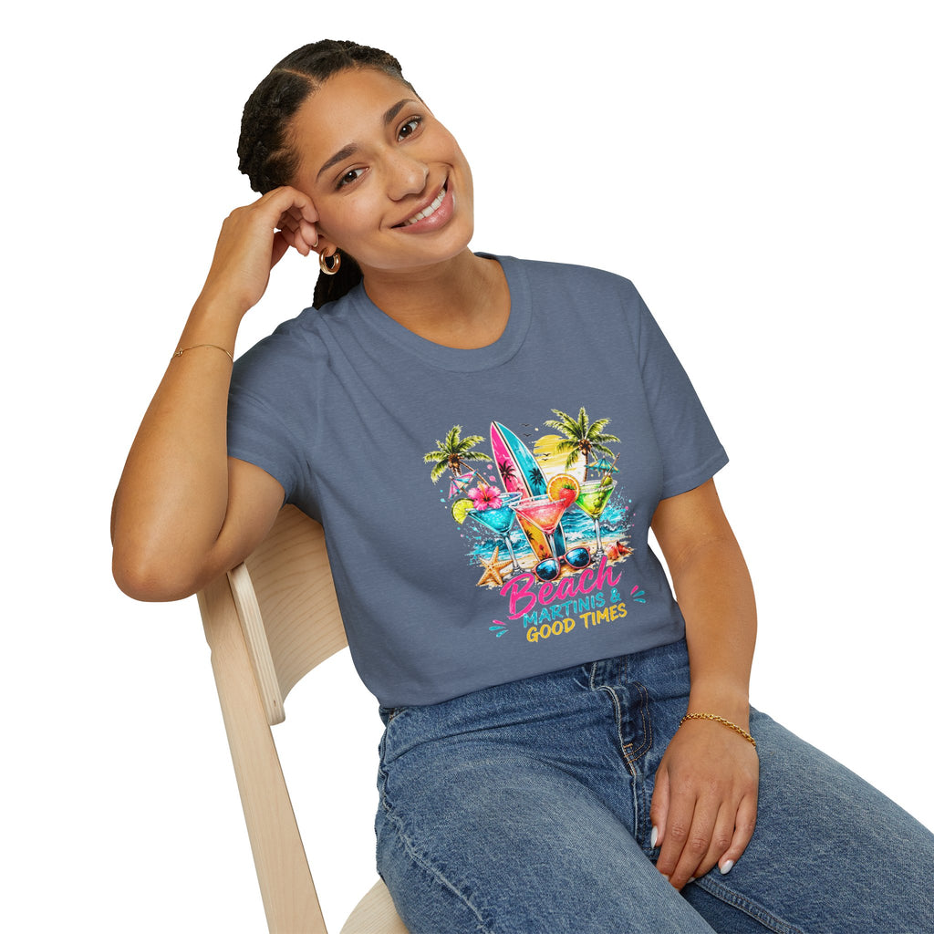 Beach Cocktails T-Shirt, Tropical Summer Shirt, Beach Martini Tee, Coastal Vacation Shirt, Summer Graphic Tee