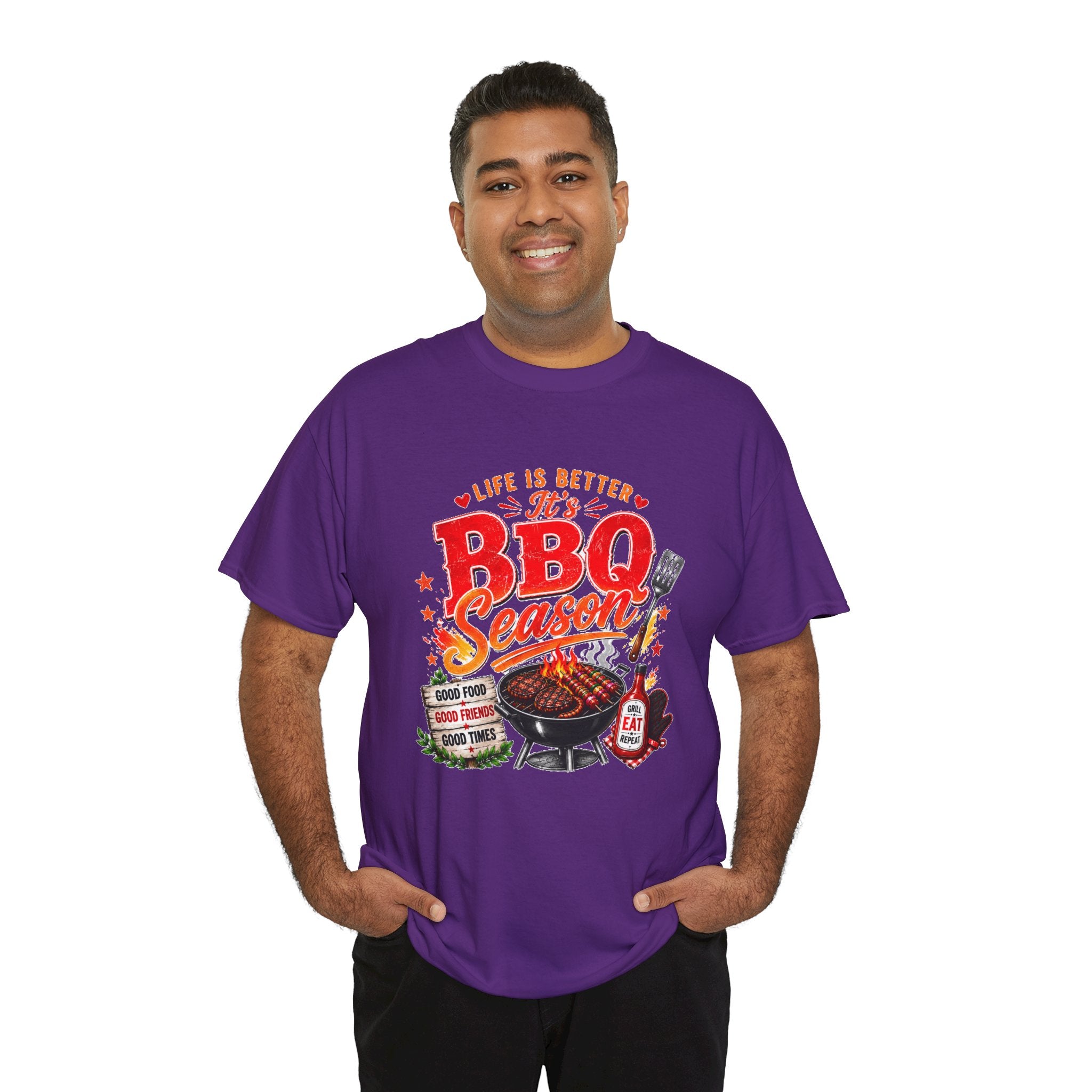 BBQ Season T-Shirt | Life Is Better It's BBQ Season Tee | Funny Grill Shirt | Summer Cookout Shirt | Barbecue Lover Gift | Backyard BBQ Tee