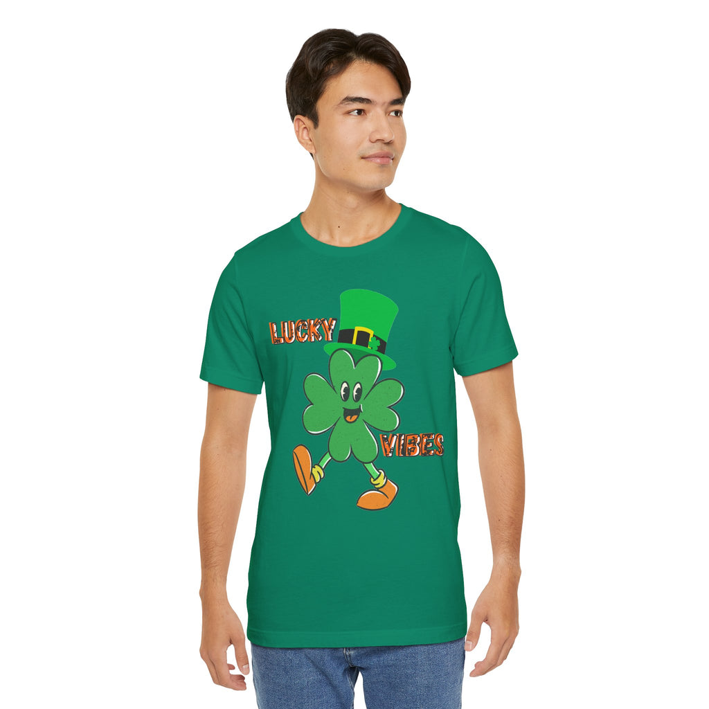 Lucky Vibes Saint Patrick's Day T-Shirt — Walking Shamrock Graphic Tee