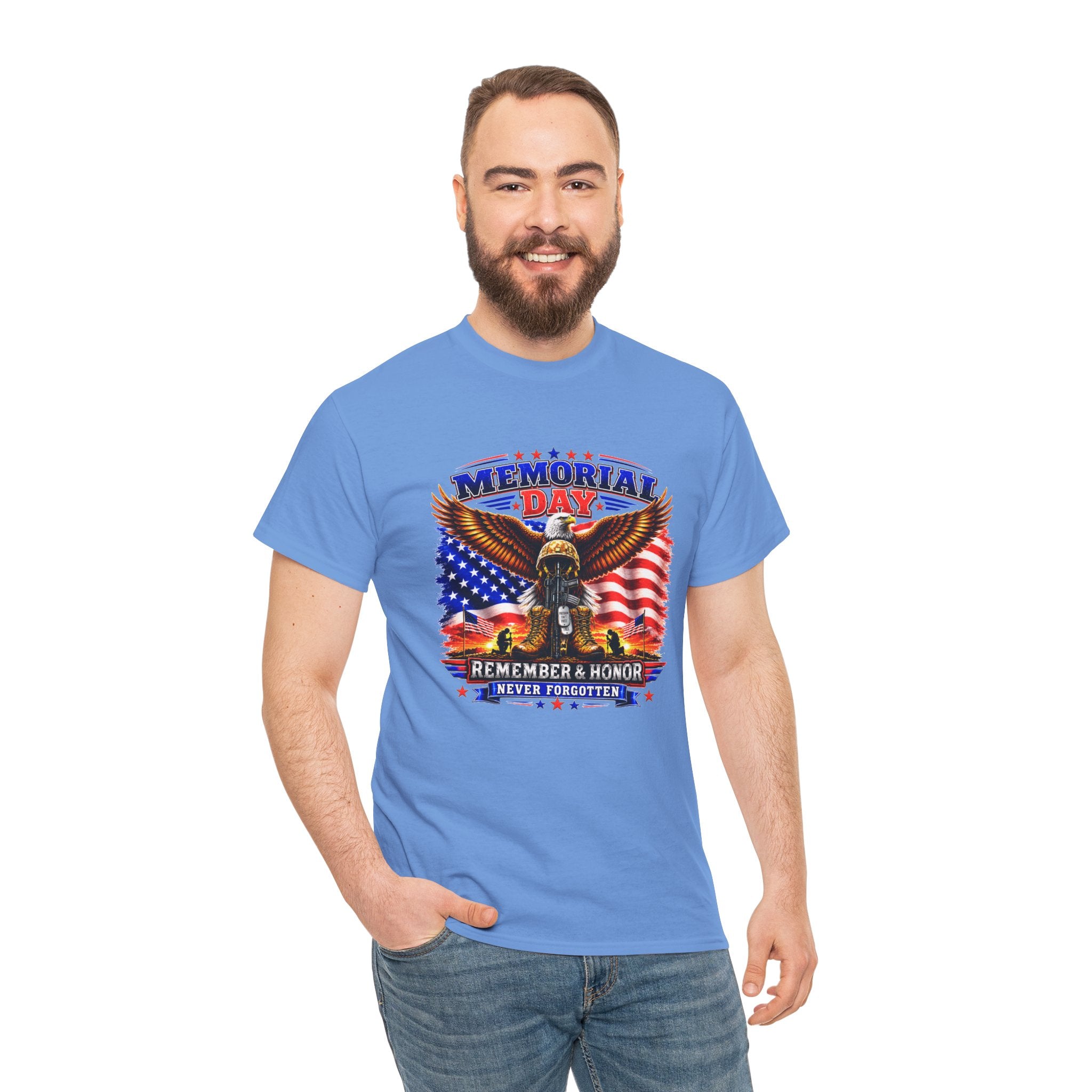 Memorial Day Shirt, Patriotic Eagle T-Shirt, Remember & Honor Tee, American Flag Graphic Shirt, Military Tribute Gift