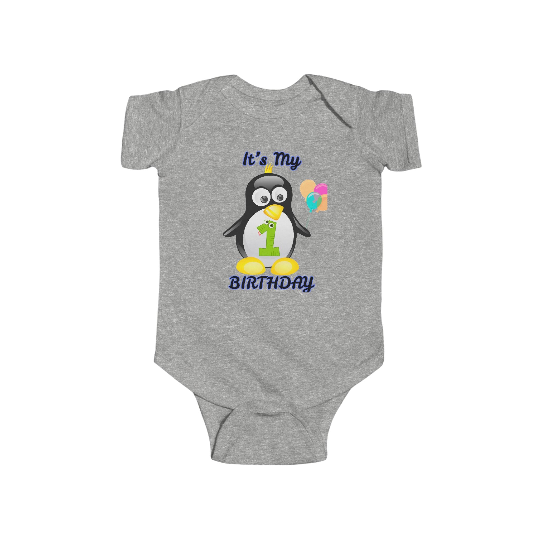 Baby 1st Birthday Penguin Bodysuit — "It's My Birthday" Infant Onesie