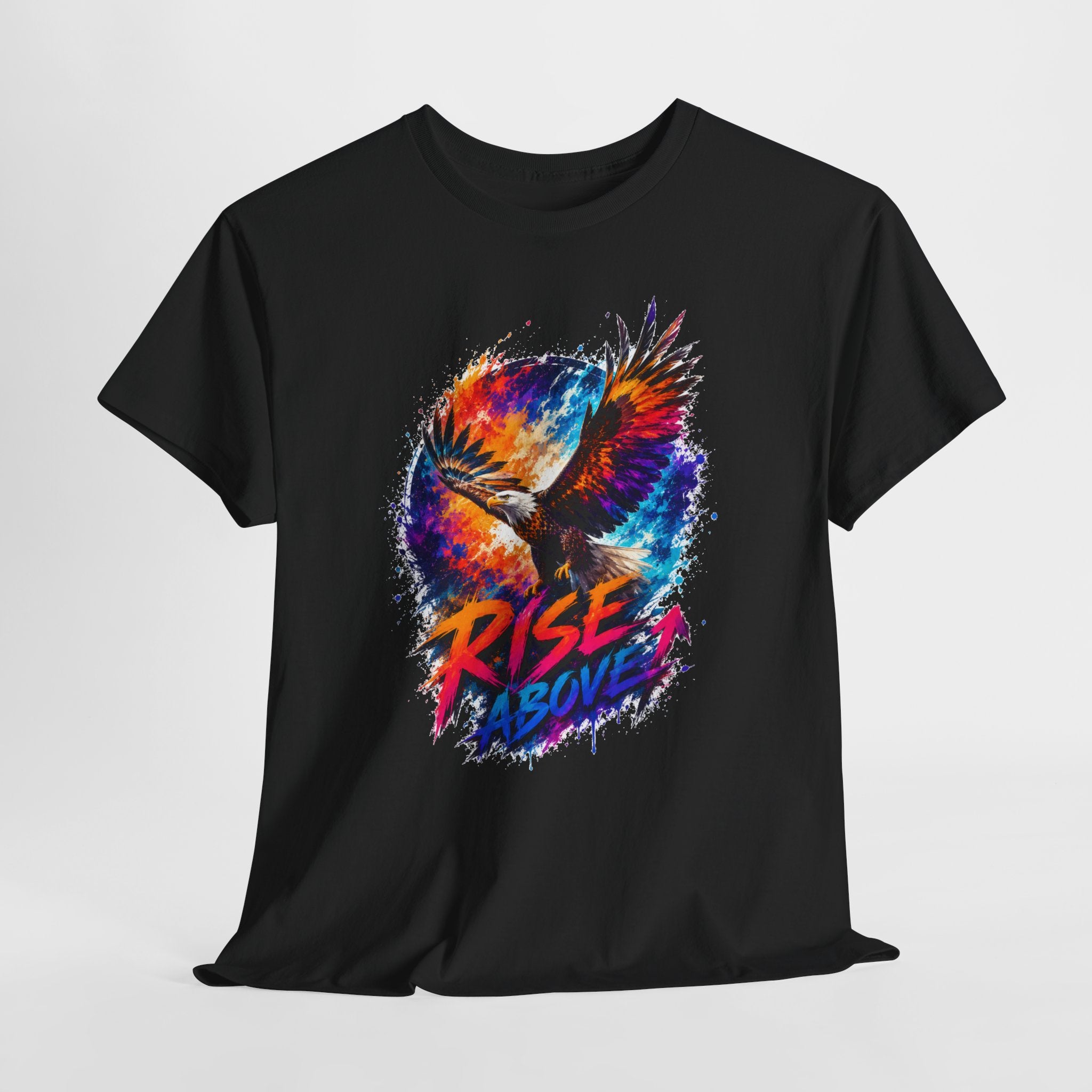 Rise Above Eagle Graphic T-Shirt | Motivational Unisex Tee | Colorful Freedom Bird Shirt