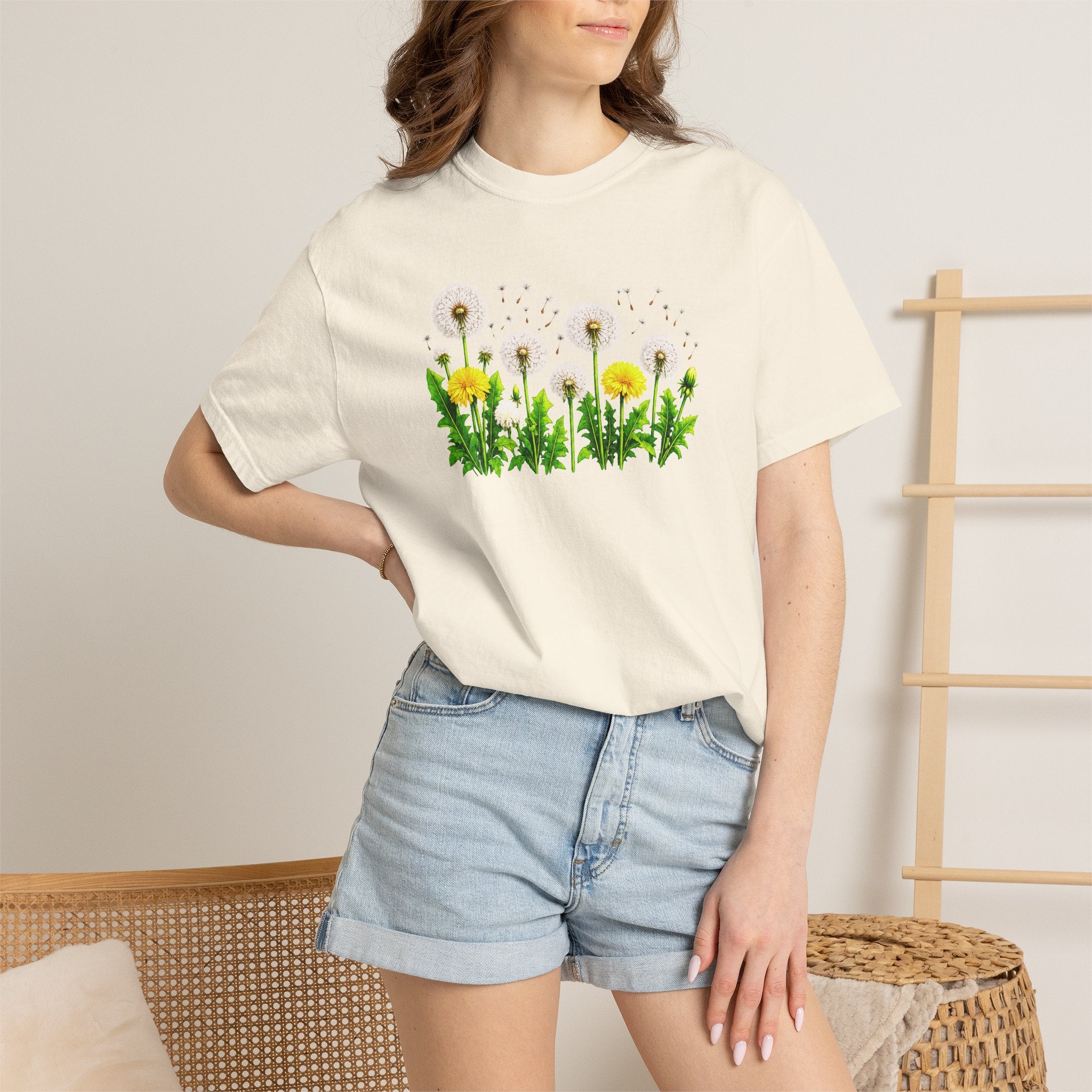 Dandelion Flower Shirt, Wildflower T-Shirt for Women, Botanical Graphic Tee, Spring Garden Shirt, Comfort Colors 1717
