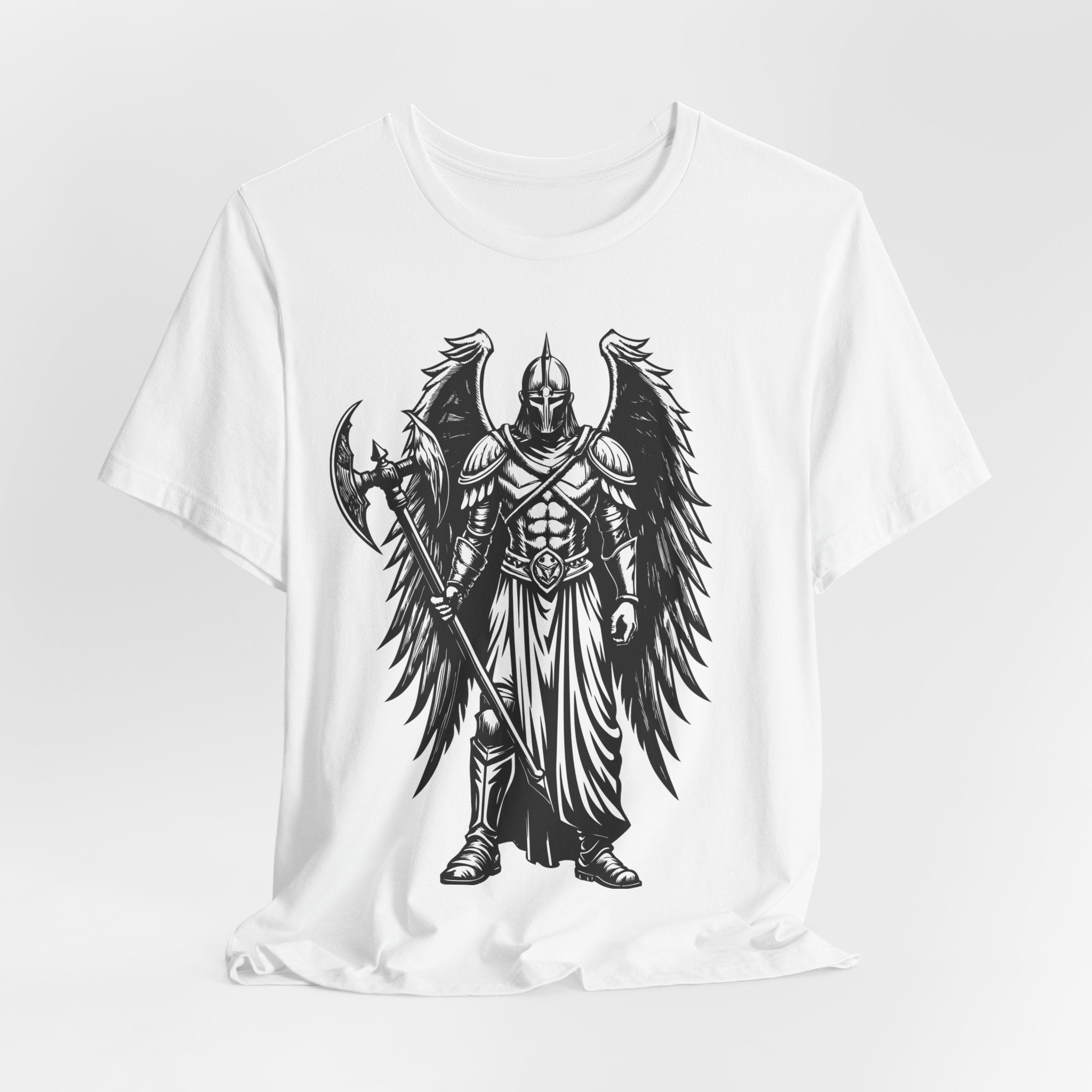 Angel of War Graphic Tee — Winged Knight Armor T-Shirt
