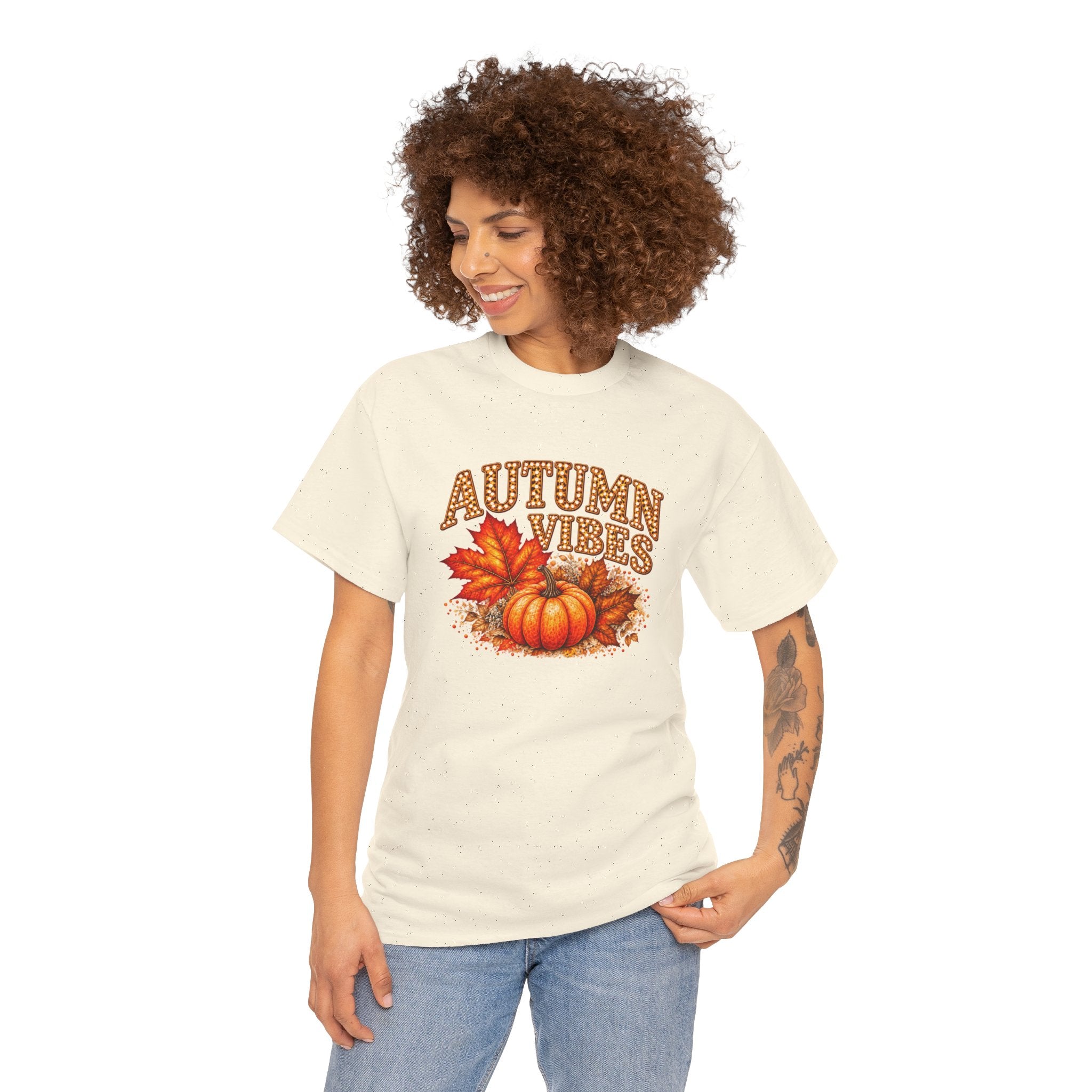 Autumn Vibes Pumpkin T-Shirt, Fall Leaves Graphic Tee, Cozy Fall Shirt, Thanksgiving Season Top