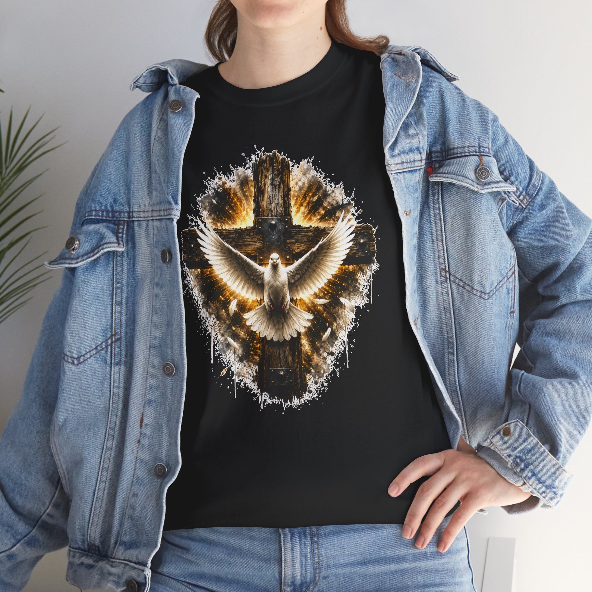 Christian Dove Cross T-Shirt | Holy Spirit Shirt | Faith Graphic Tee | Religious Gift | Bible Believer Shirt | Unisex Christian Tee