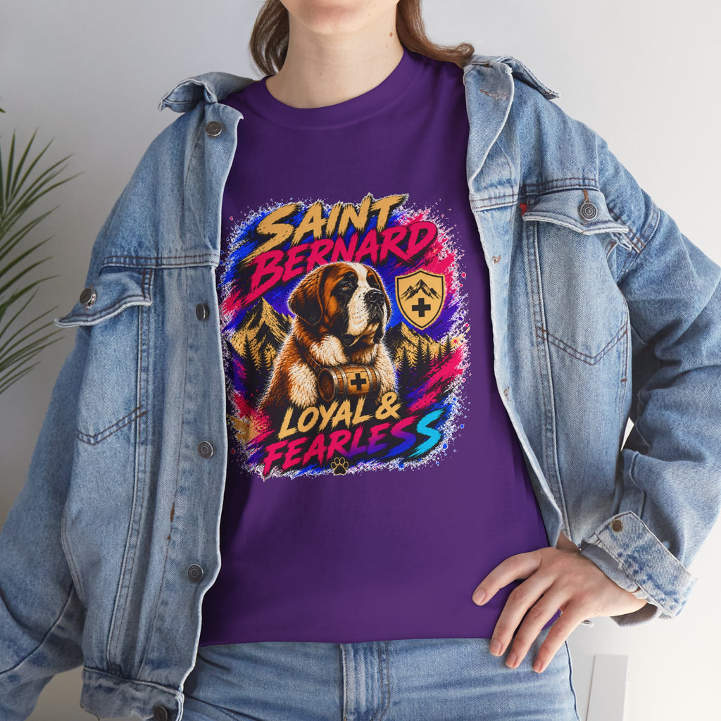 Saint Bernard Dog Shirt, Loyal & Fearless T-Shirt, Colorful Saint Bernard Tee, Dog Lover Gift, Unisex Graphic Tee