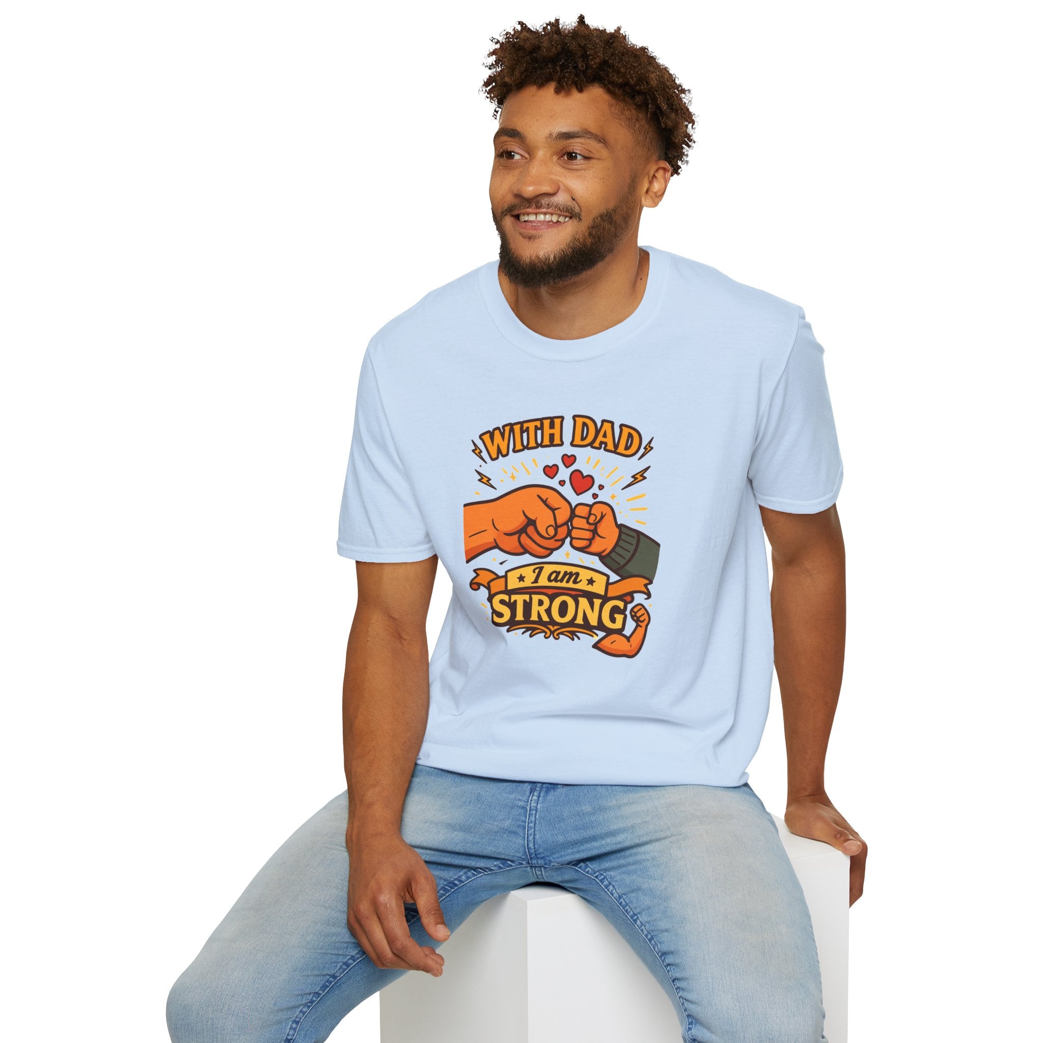 With Dad I Am Strong Shirt, Father’s Day Gift for Dad, Fist Bump Dad Tee, Matching Family Shirt, Cute Dad T-Shirt