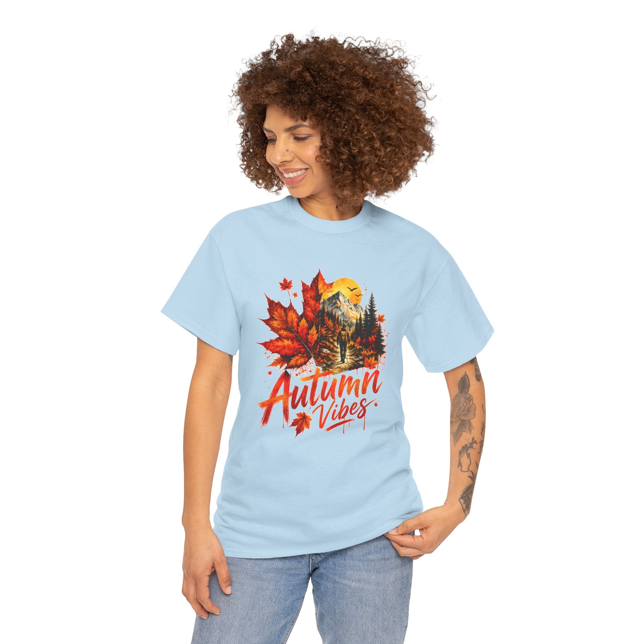 Autumn Vibes Shirt Fall Graphic Tee Colorful Leaves Nature T Shirt Cozy Fall Outfit