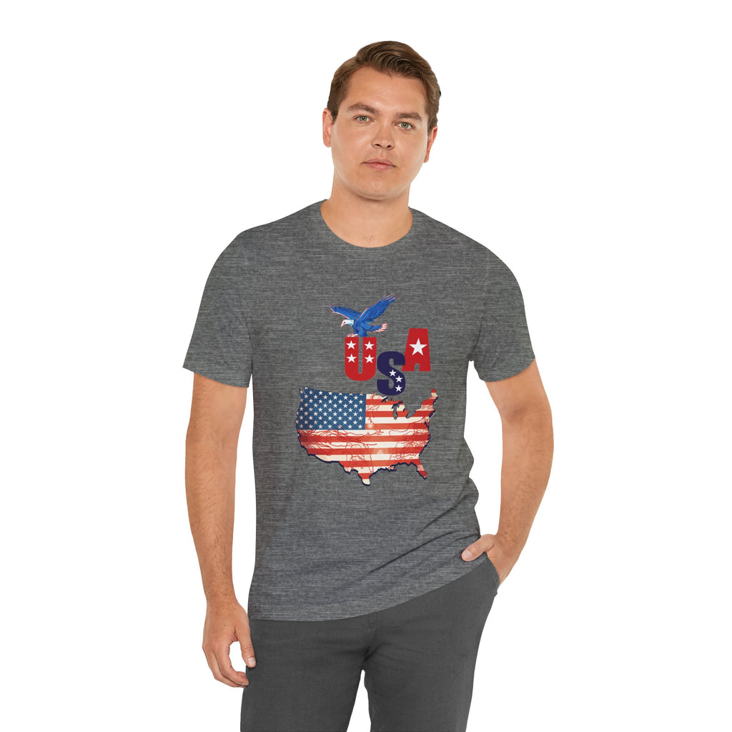 USA Flag Map T-Shirt, Patriotic Eagle Shirt, 4th of July Shirt, American Flag Tee, Independence Day Gift