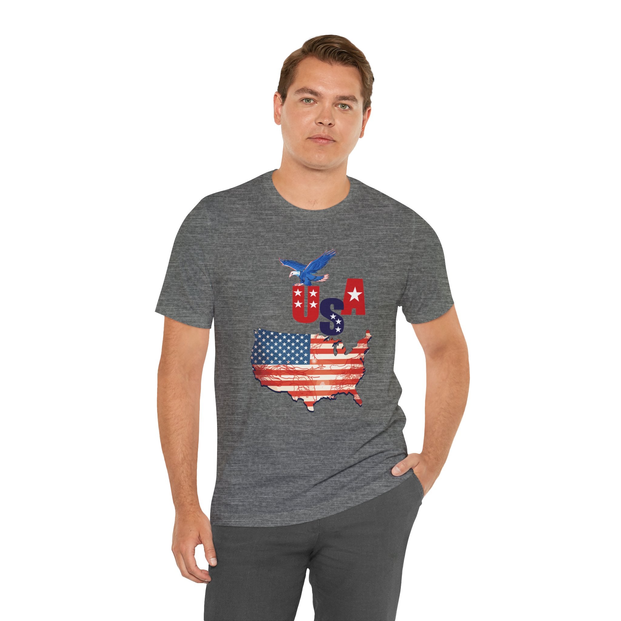 USA Flag Map T-Shirt, Patriotic Eagle Shirt, 4th of July Shirt, American Flag Tee, Independence Day Gift