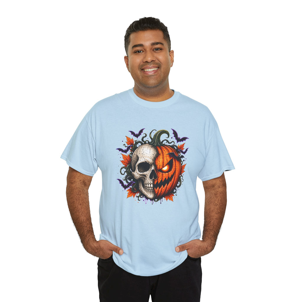 Halloween Skull Pumpkin T-Shirt, Spooky Jack O Lantern Graphic Tee, Unisex Halloween Shirt, Gothic Fall Tee