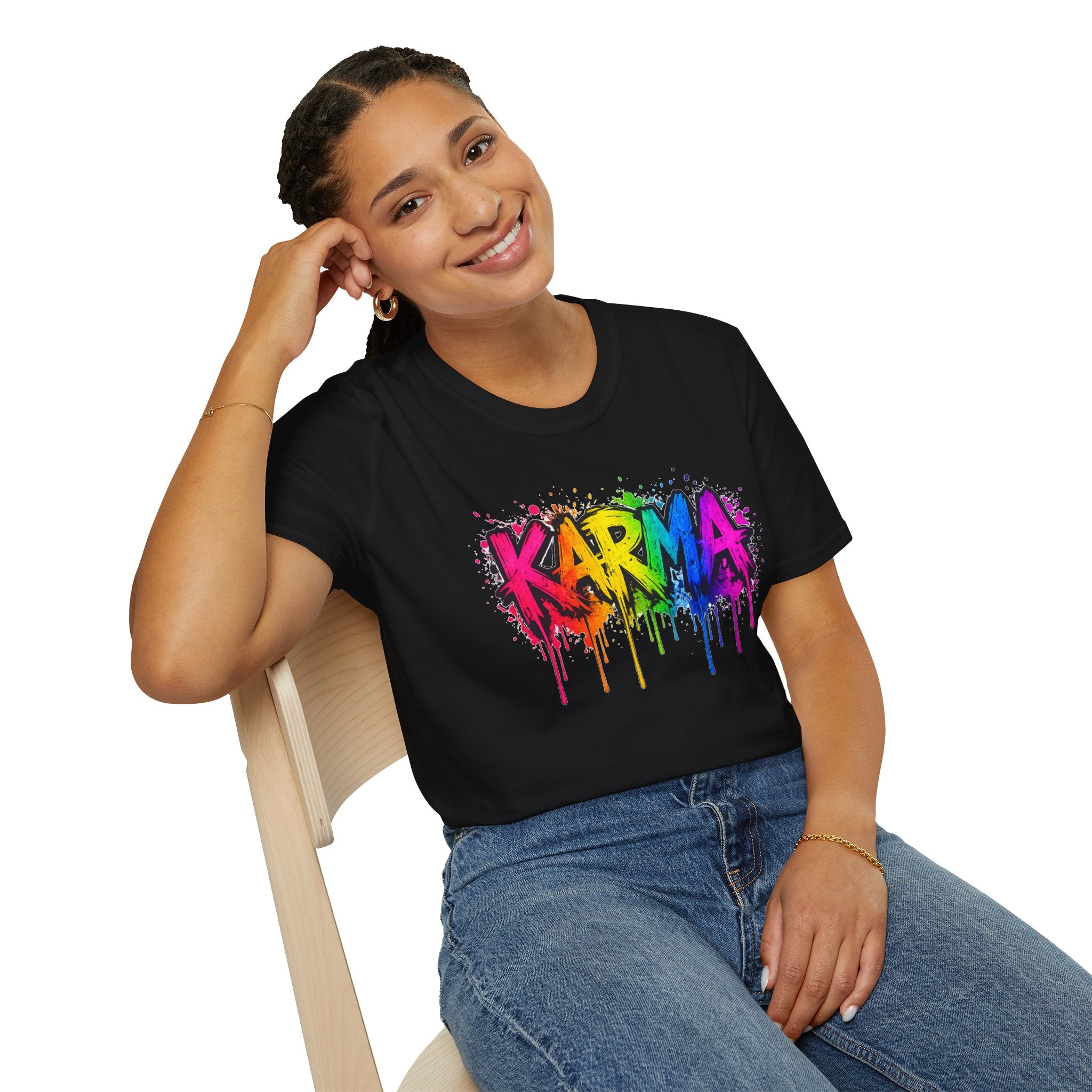 Karma Rainbow Drip Shirt, Funny Graphic Tee, Colorful Streetwear T-Shirt, Unisex Casual Tee, Gift Idea