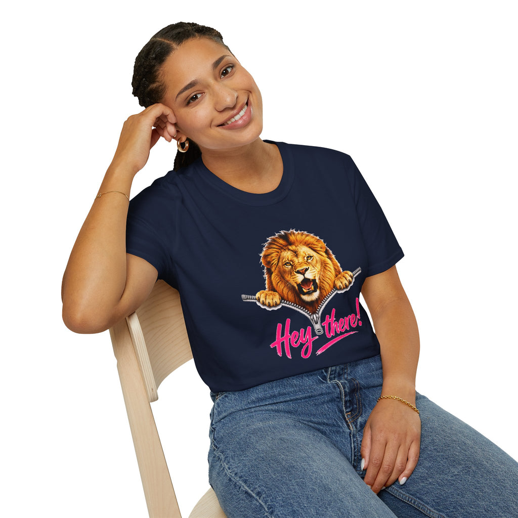 Lion Graphic Tee, Hey There Lion Shirt, Cute Roaring Lion T-Shirt, Funny Animal Graphic Tee, Unisex Casual Shirt