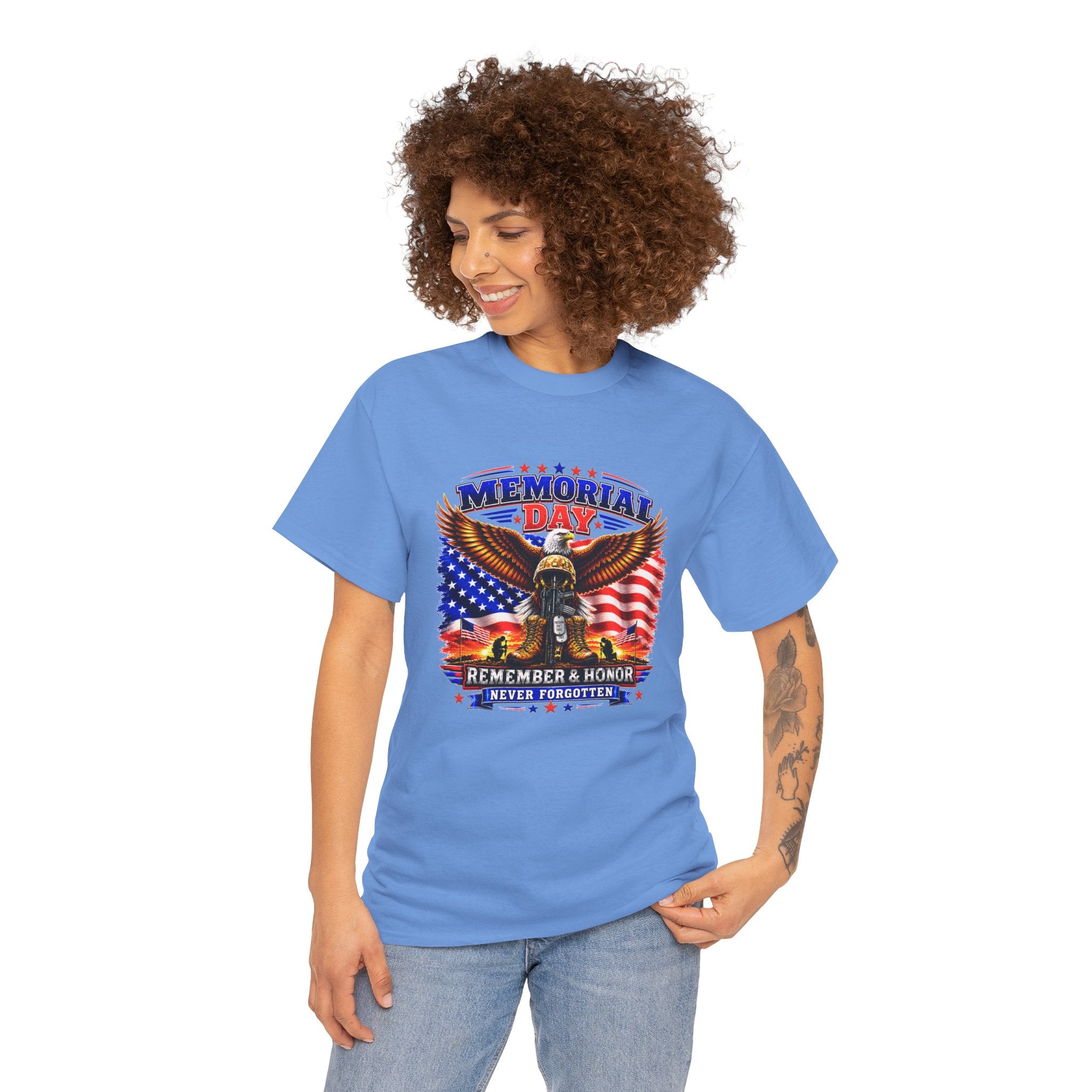 Memorial Day Shirt, Patriotic Eagle T-Shirt, Remember & Honor Tee, American Flag Graphic Shirt, Military Tribute Gift