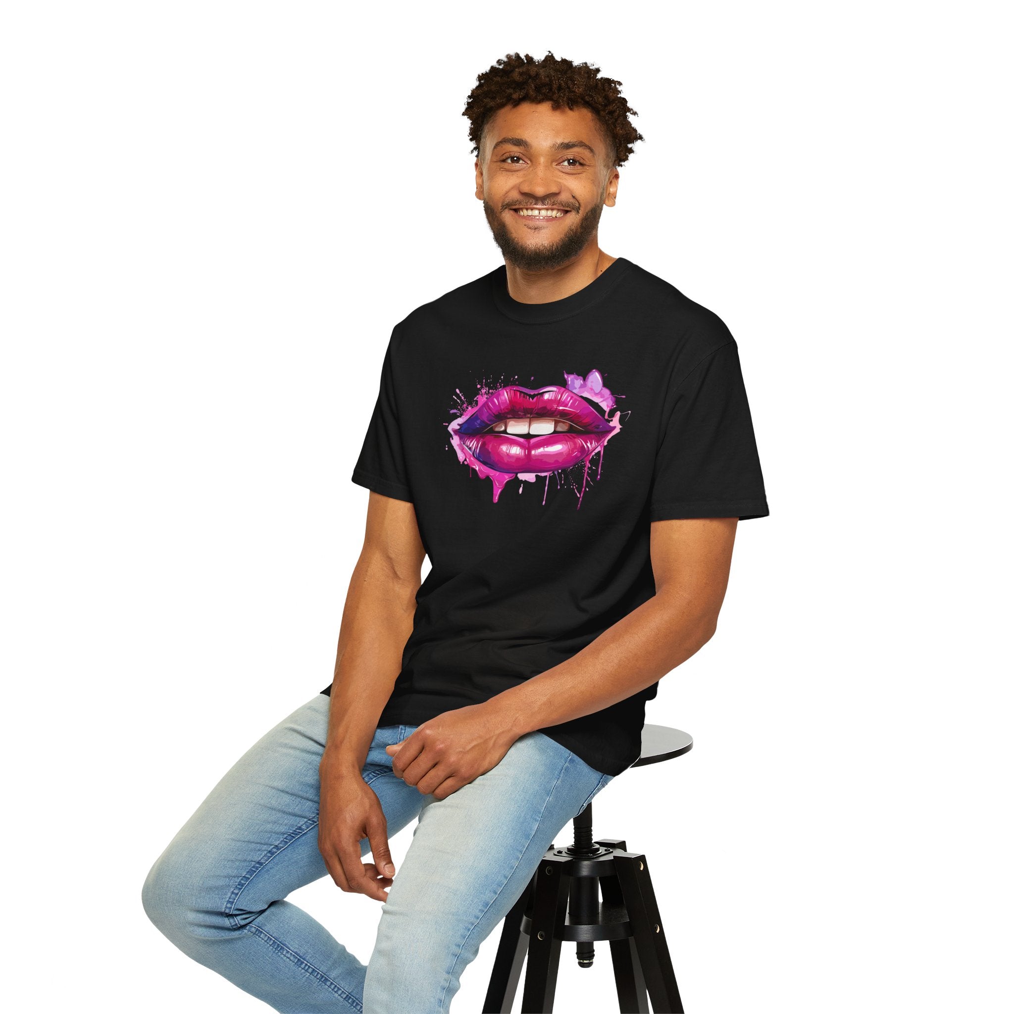 Lip Art T-Shirt — Pink Drip Painted Lips Graphic Tee