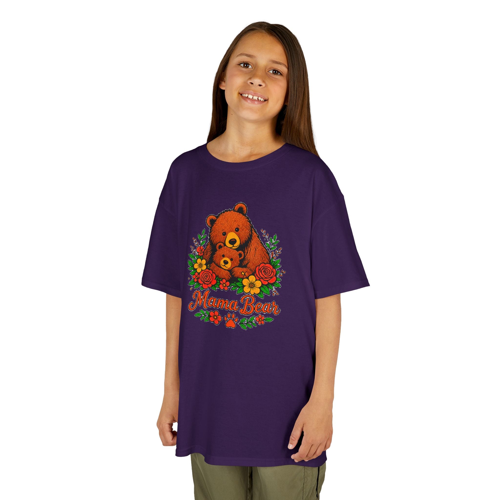 Kids T-Shirt — 'Mama Bear' Cute Floral Bear Graphic