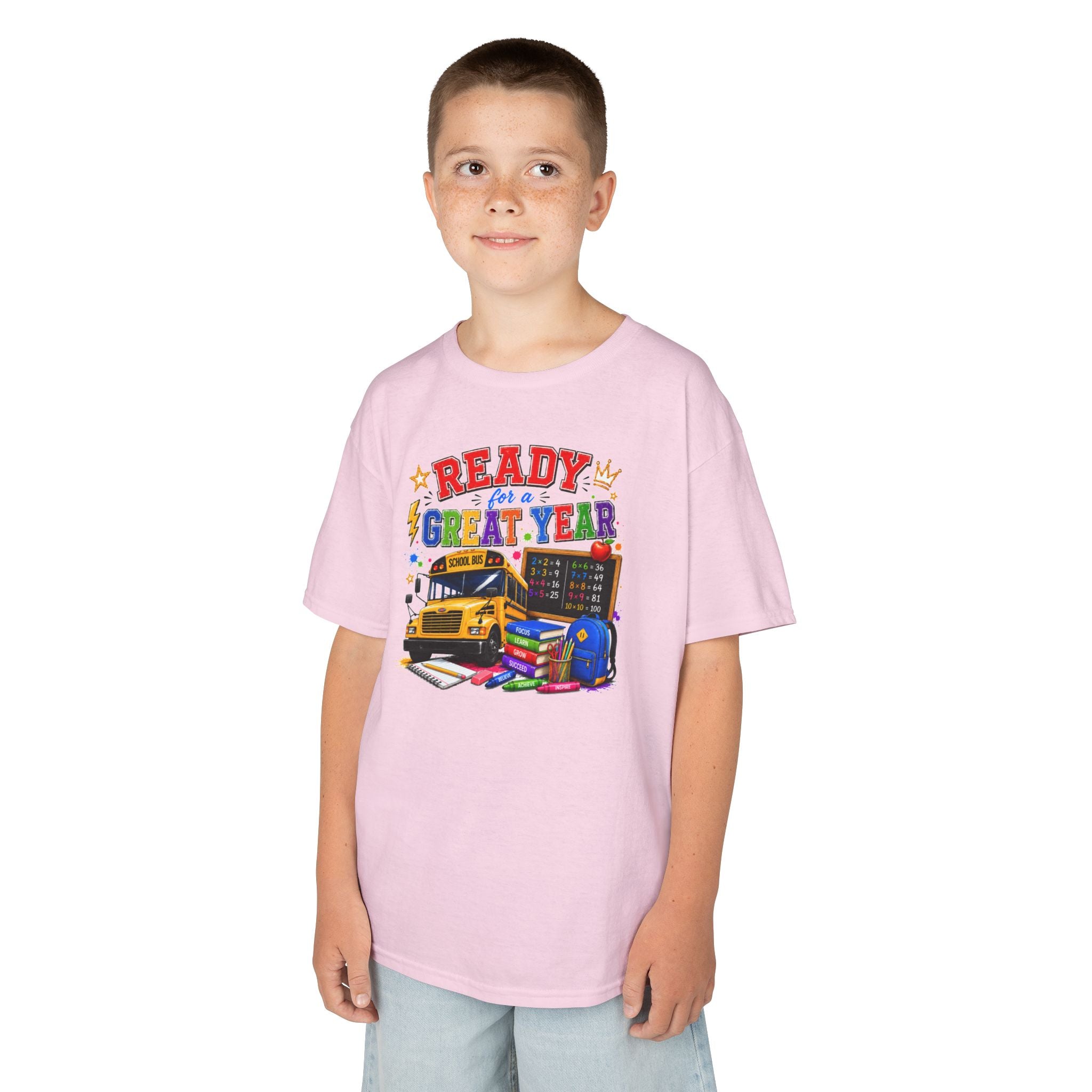Kids T-Shirt — "Ready For A Great Year" School Bus Back-to-School Tee
