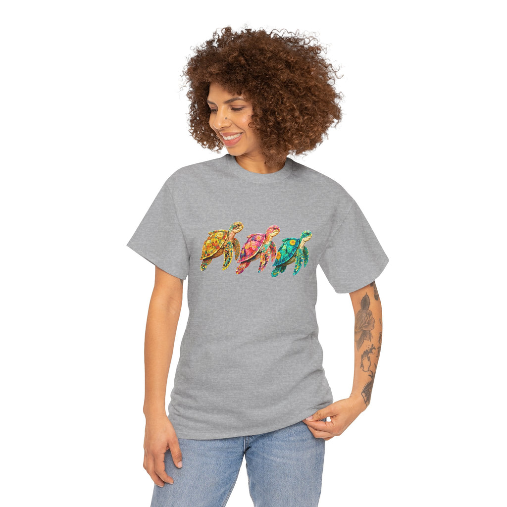 Sea Turtle T-Shirt, Colorful Sea Turtle Tee, Beach Lover Shirt, Ocean Lover Gift, Coastal Graphic Tee, Marine Life Shirt, Summer Vacation Tee