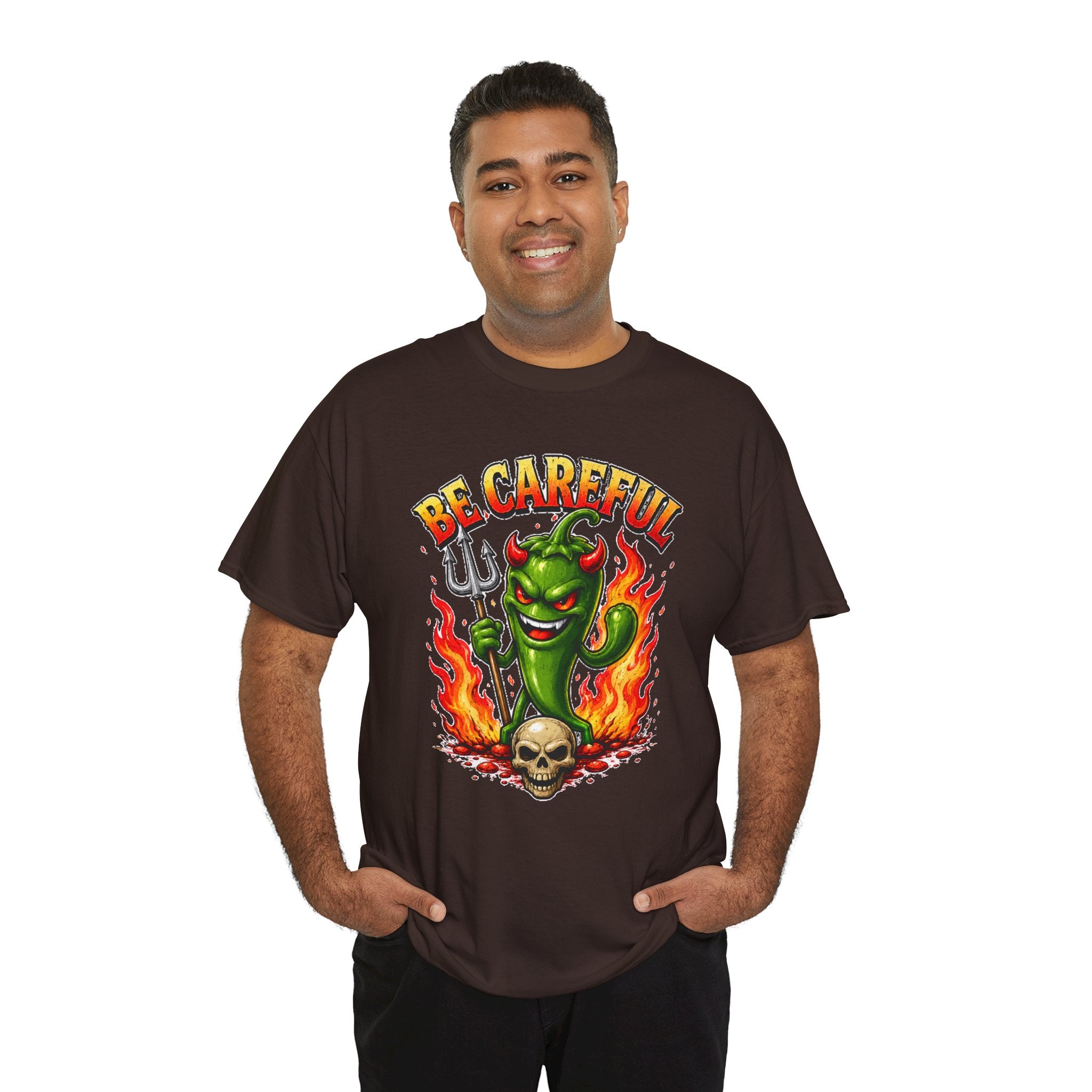 Be Careful Devil Pepper Shirt, Funny Spicy Pepper T-Shirt, Hot Chili Graphic Tee, Retro Tattoo Style Unisex Gift