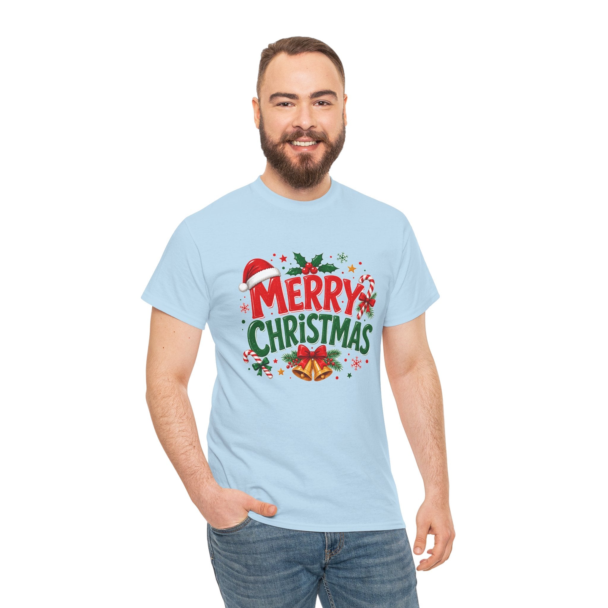 Merry Christmas Shirt, Christmas Graphic Tee, Santa Hat T-Shirt, Holiday Party Shirt, Xmas Gift for Men Women