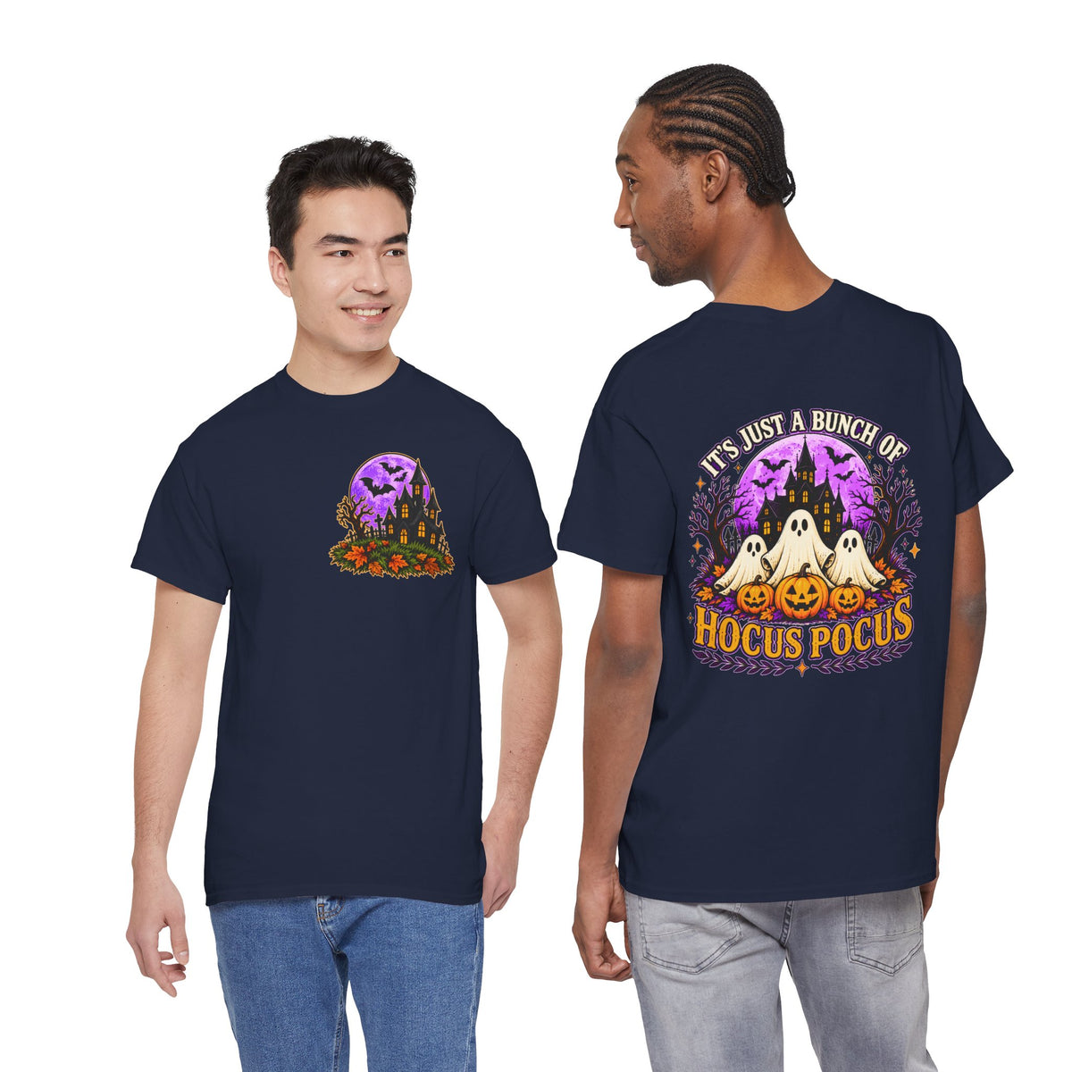 Hocus Pocus Halloween Shirt | Ghost & Pumpkin Front Back Tee
