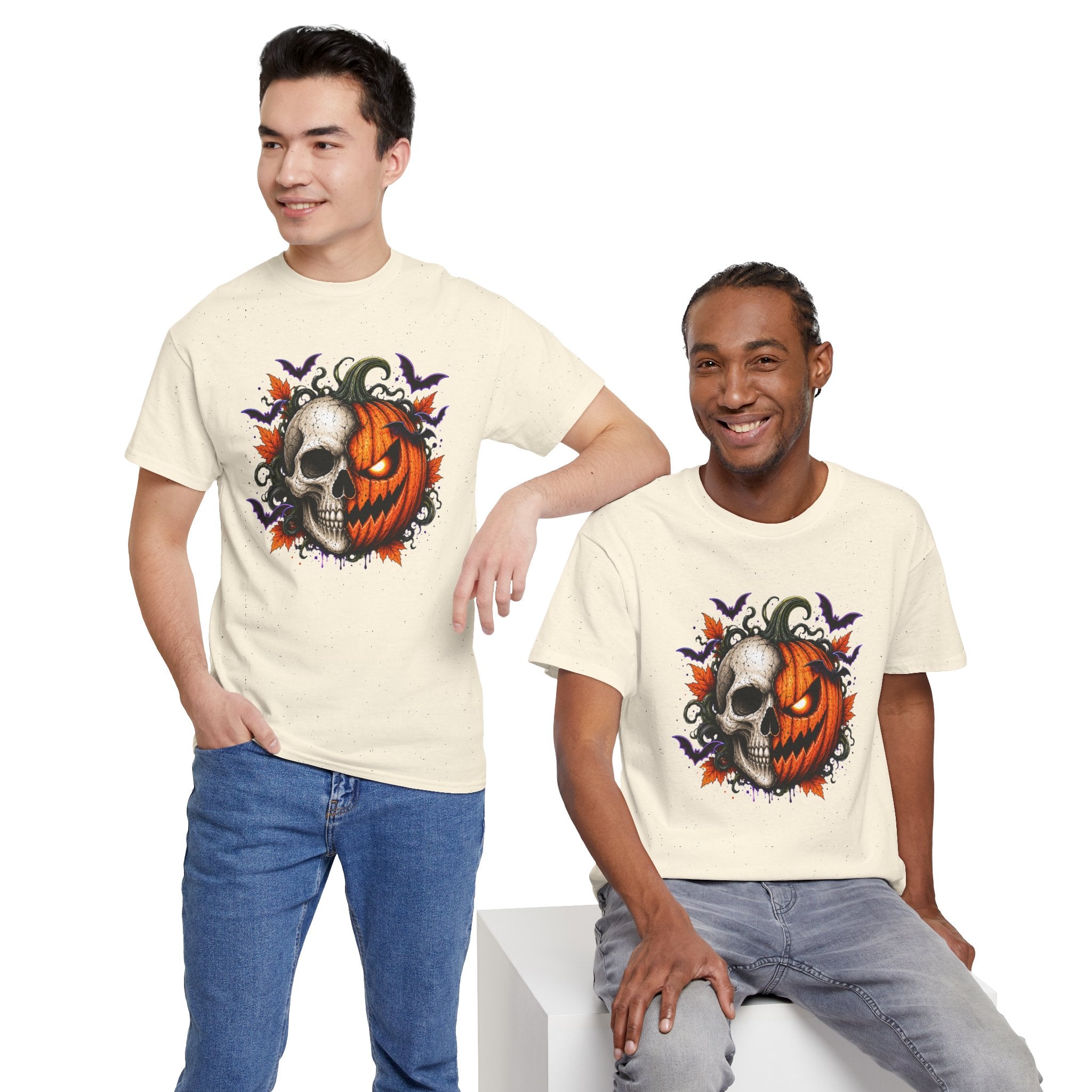 Halloween Skull Pumpkin T-Shirt, Spooky Jack O Lantern Graphic Tee, Unisex Halloween Shirt, Gothic Fall Tee