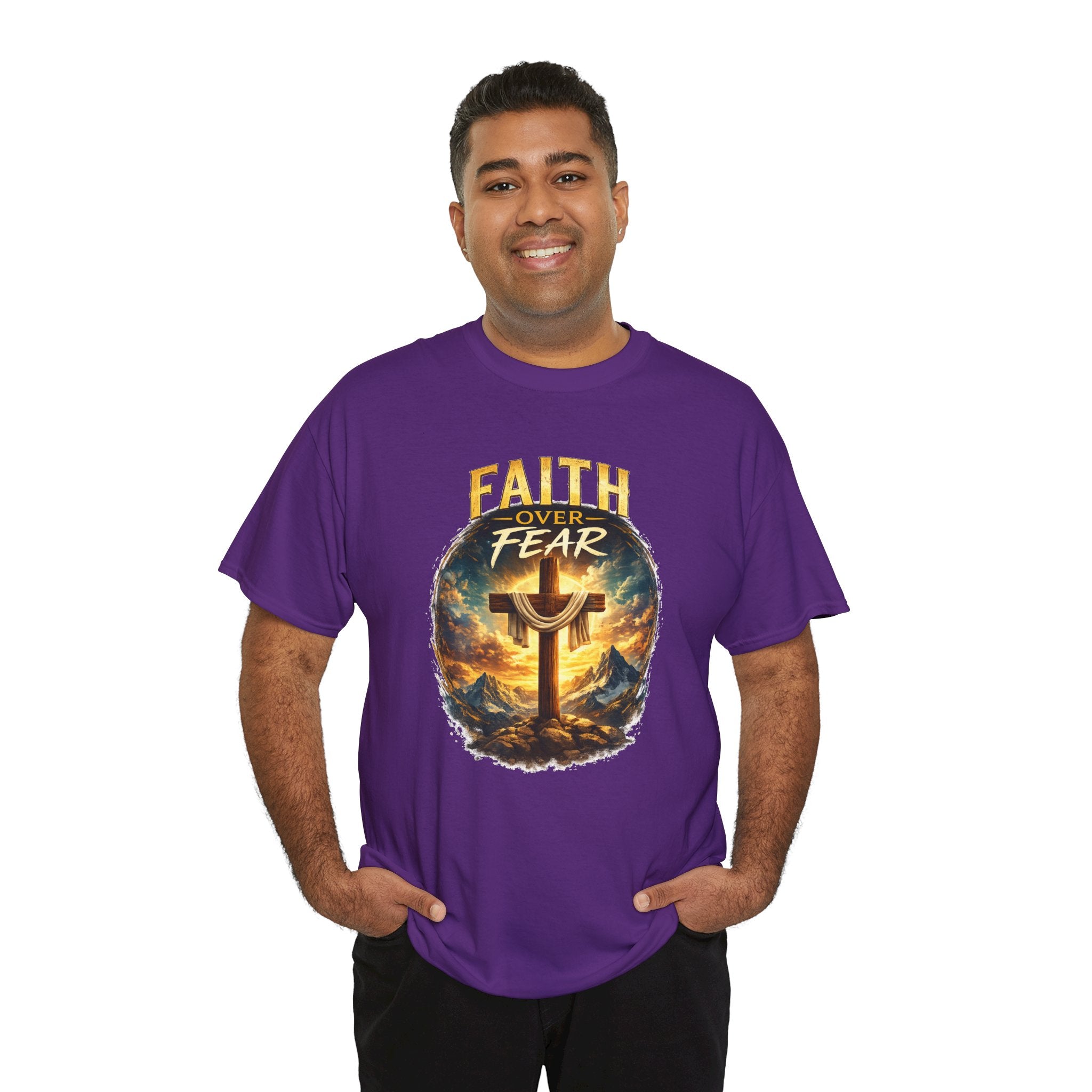 Faith Over Fear Christian T-Shirt | Cross Graphic Tee | Jesus Faith Shirt | Religious Unisex Shirt | Christian Gift for Men & Women