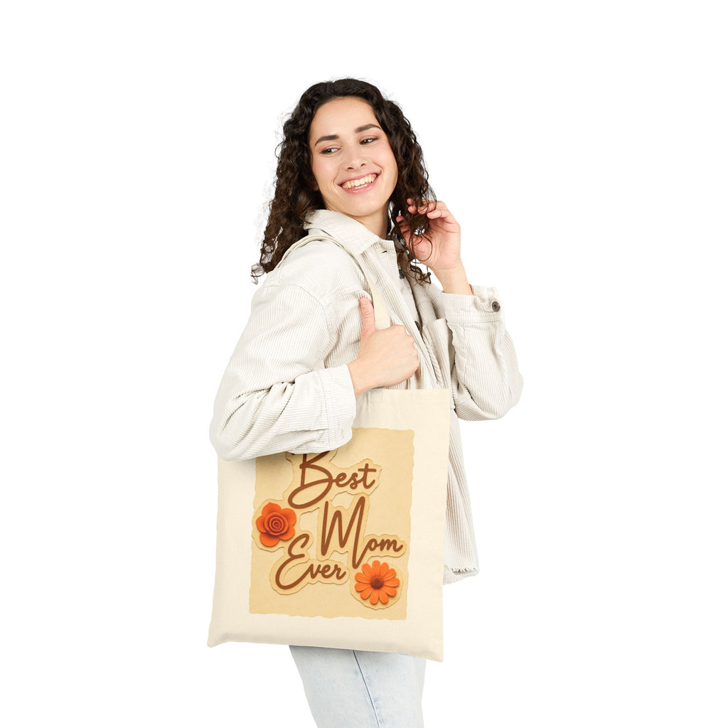 Best Mom Ever Tote Bag, Floral Canvas Bag, Cute Gift for Mom, Retro Style Reusable Bag, Mother’s Day Gift