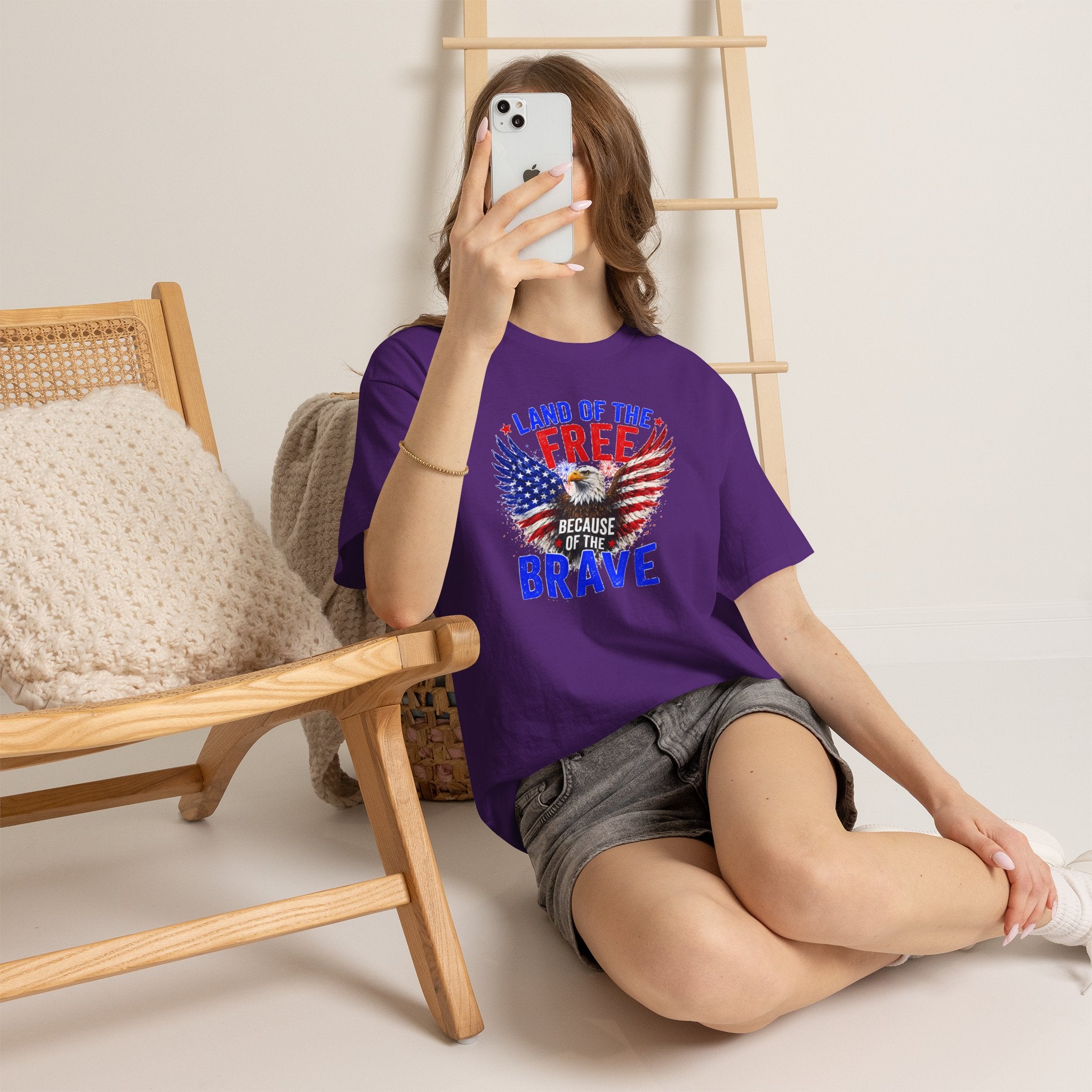 Land of the Free Because of the Brave Shirt, Patriotic Eagle T-Shirt, American Flag Tee, 4th of July Shirt, Veteran Gift, USA Pride Tee