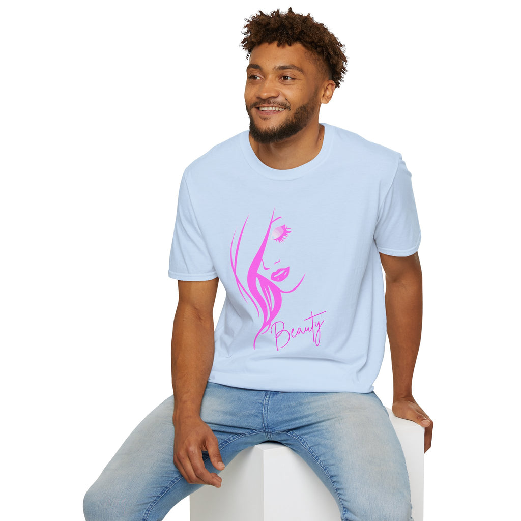 Beauty Face Line Art T-Shirt, Makeup Artist Shirt, Aesthetic Pink Graphic Tee, Gift for Women