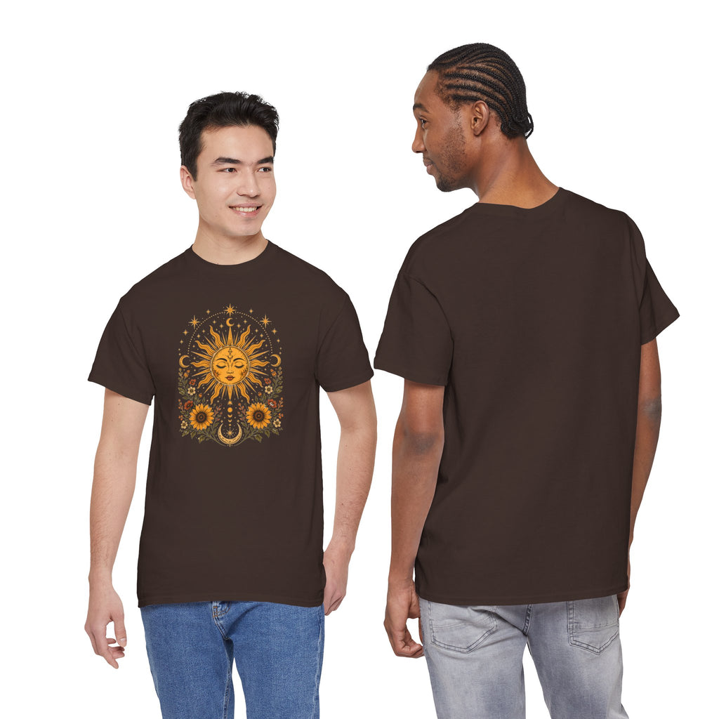 Sun & Sunflower Graphic T-Shirt, Boho Celestial Tee, Vintage Sun Shirt, Spiritual Aesthetic Top, Gift for Her