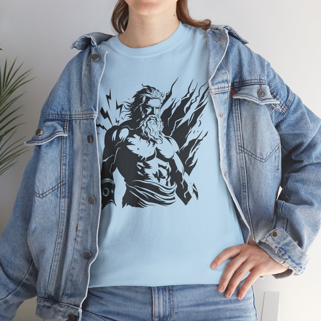 Greek God Zeus Illustration T‑Shirt — Mythic Lightning God Tee