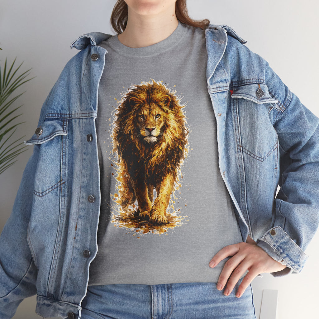 Lion Graphic T-Shirt, Majestic Walking Lion Tee, Watercolor Wildlife Shirt, Unisex Animal Graphic Tee, Lion Lover Gift, Nature Art Shirt