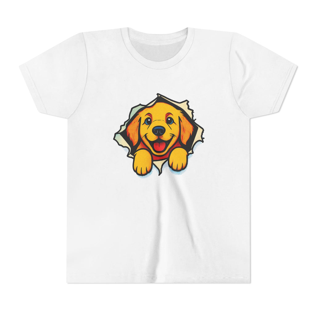 Kids T‑Shirt - Cute Golden Retriever Peeking Puppy Tee for Boys & Girls