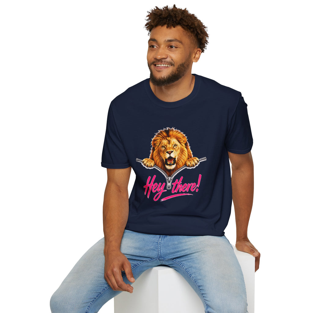 Lion Graphic Tee, Hey There Lion Shirt, Cute Roaring Lion T-Shirt, Funny Animal Graphic Tee, Unisex Casual Shirt